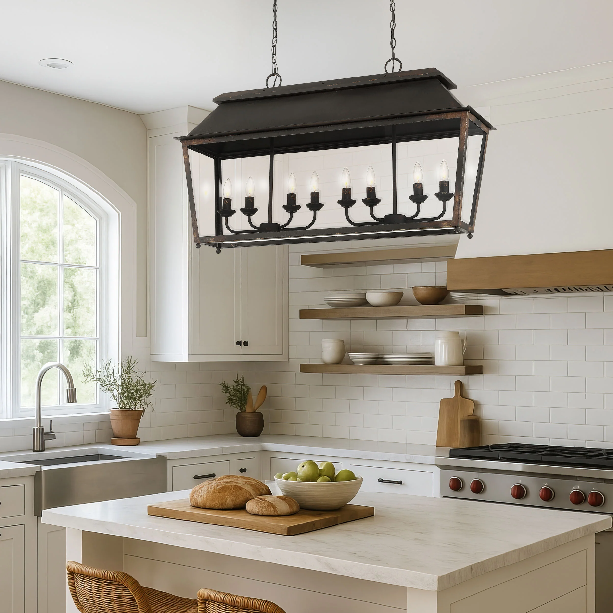 Abingdon 8-light Island Light in Antique Black Iron - Image 2