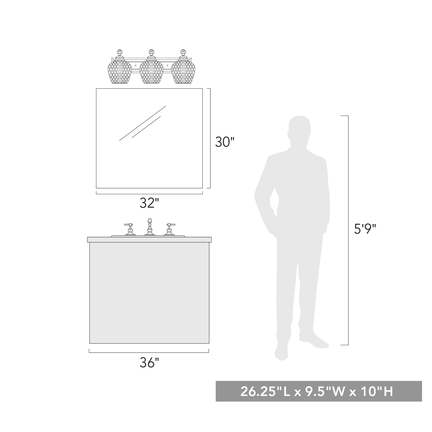 Adeline 3-light Vanity in Matte Black - Image 4