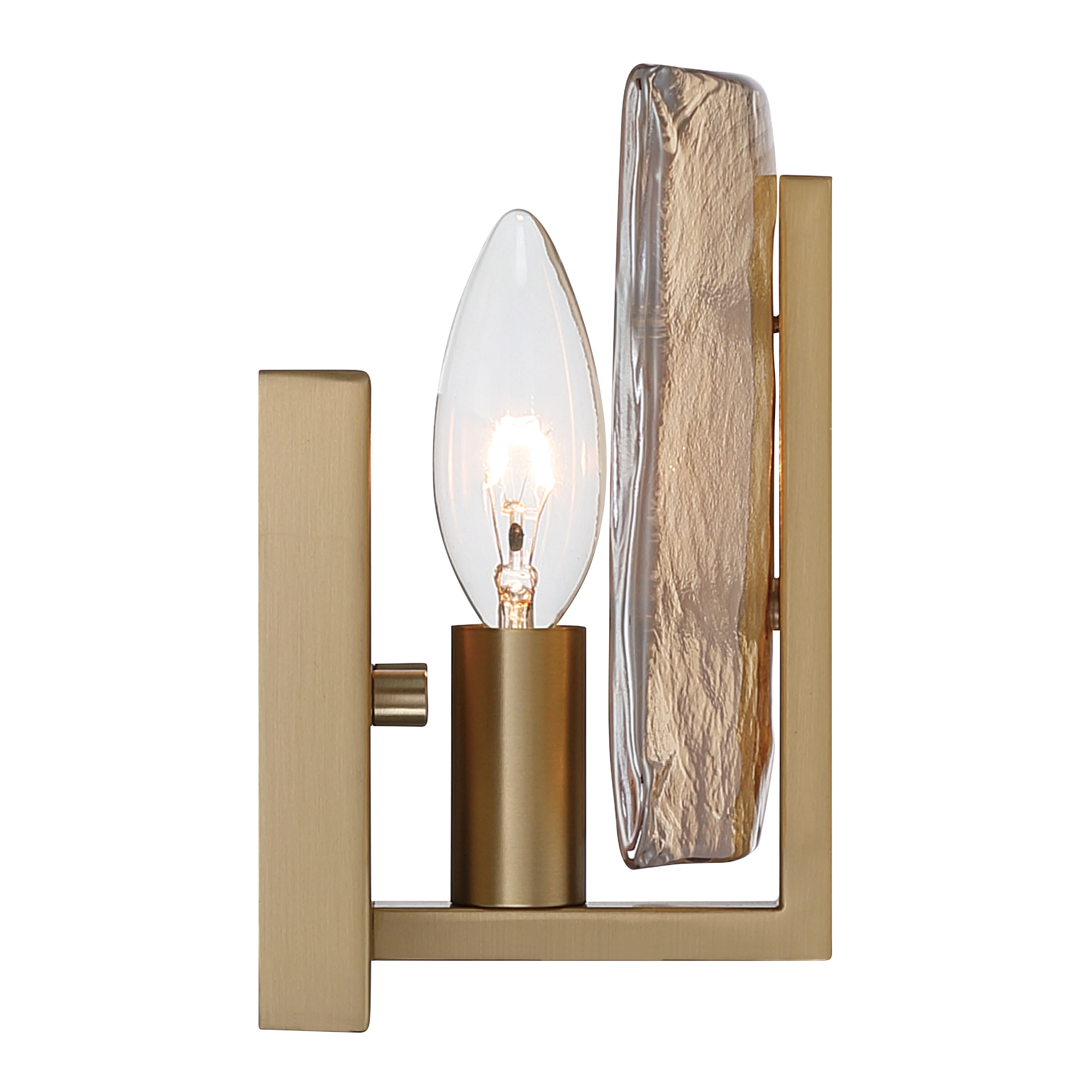 Aenon 1-light Wall Sconce in Brushed Champagne Brass with Amber Water Glass - Image 4