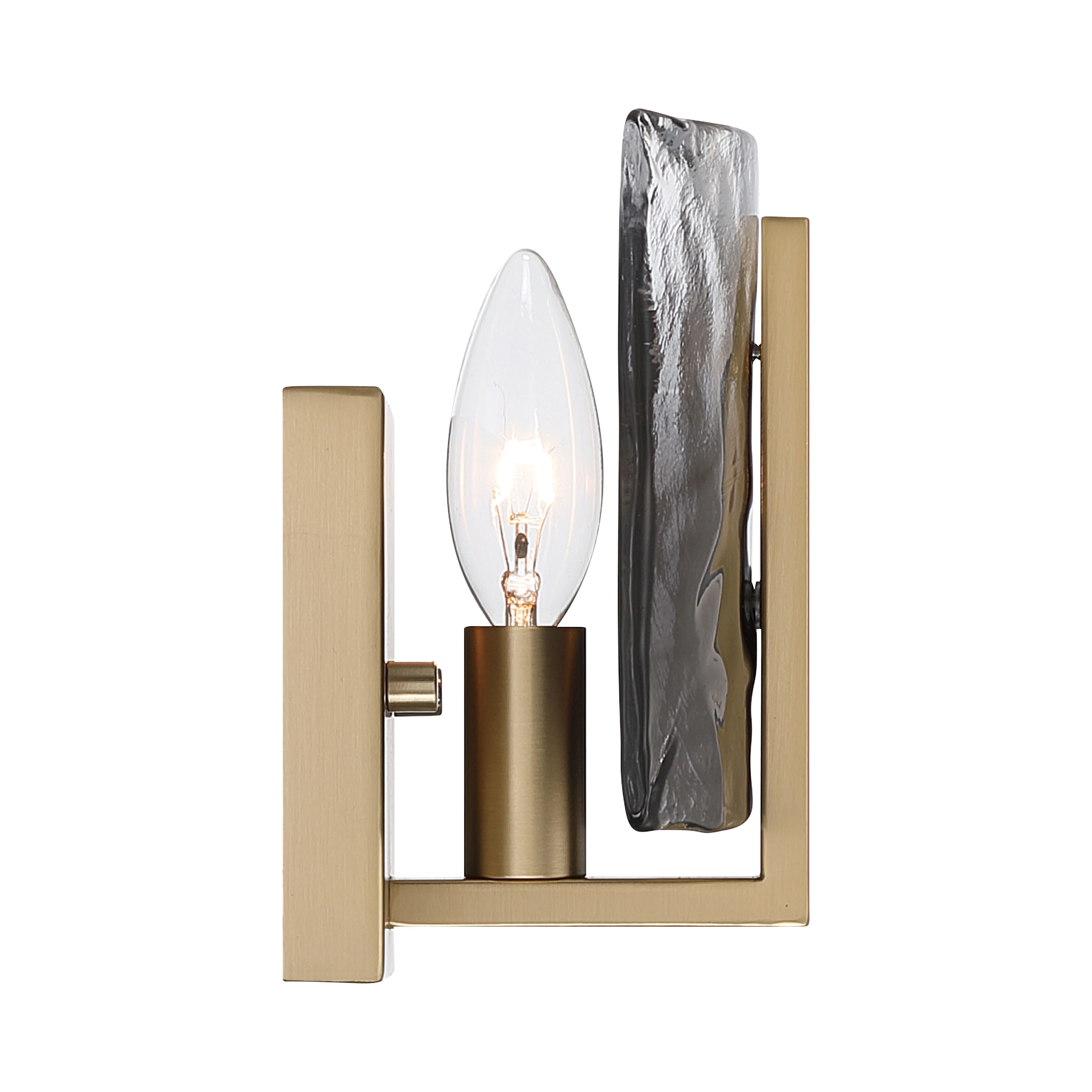Aenon 1-light Wall Sconce in Brushed Champagne Brass with Smokey Water Glass - Image 4