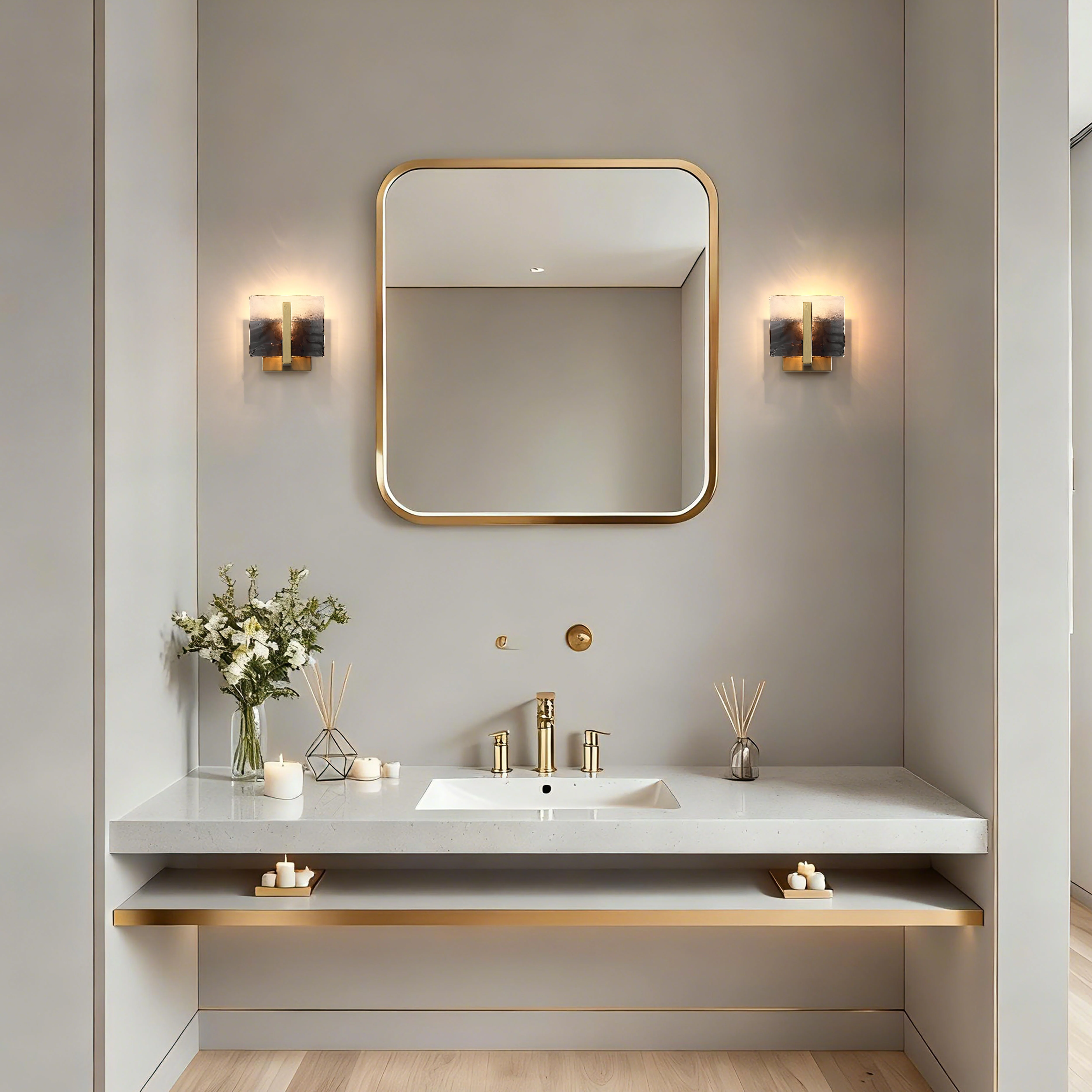 Aenon 1-light Wall Sconce in Brushed Champagne Brass with Smokey Water Glass - Image 6