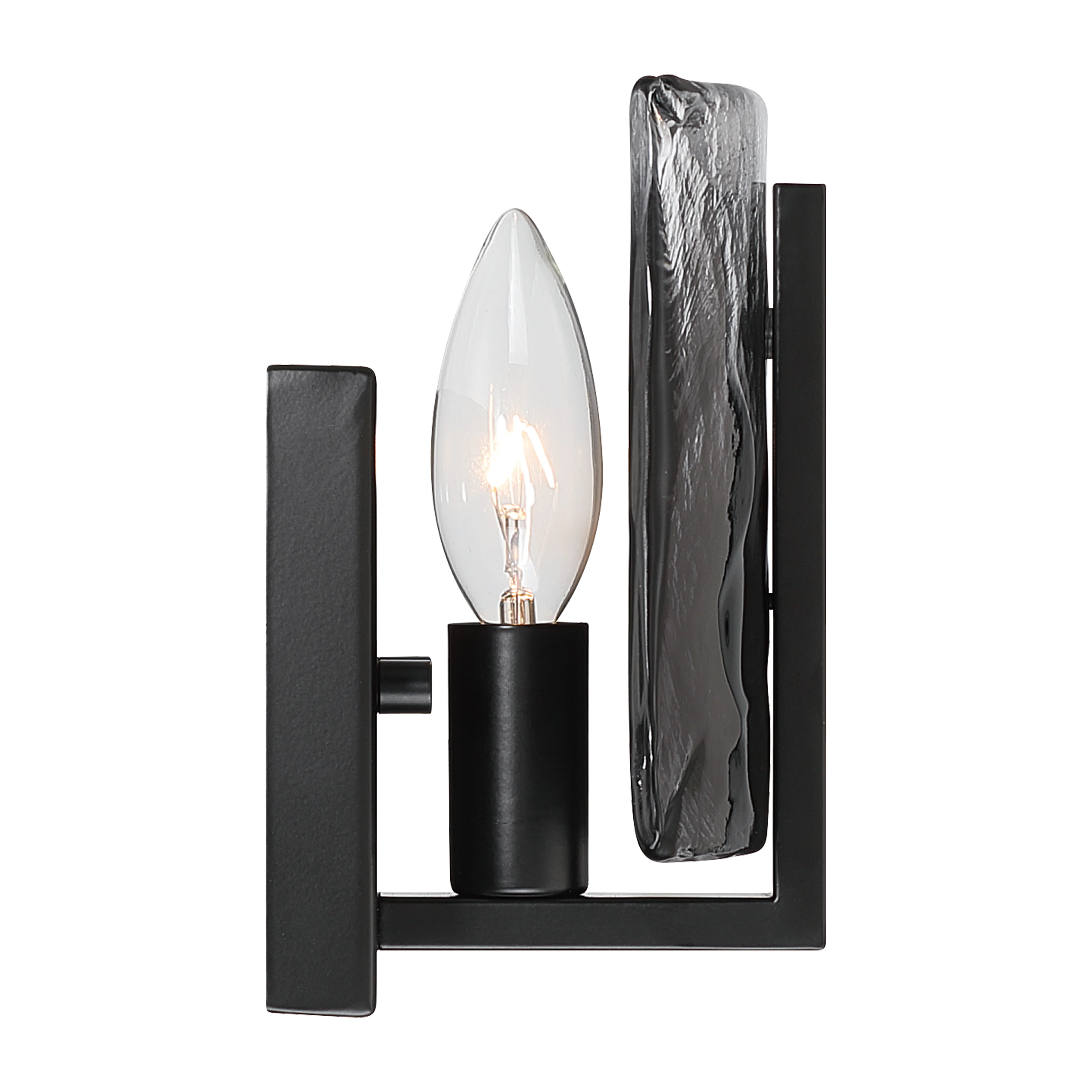 Aenon 1-light Wall Sconce in Matte Black with Smokey Water Glass - Image 5