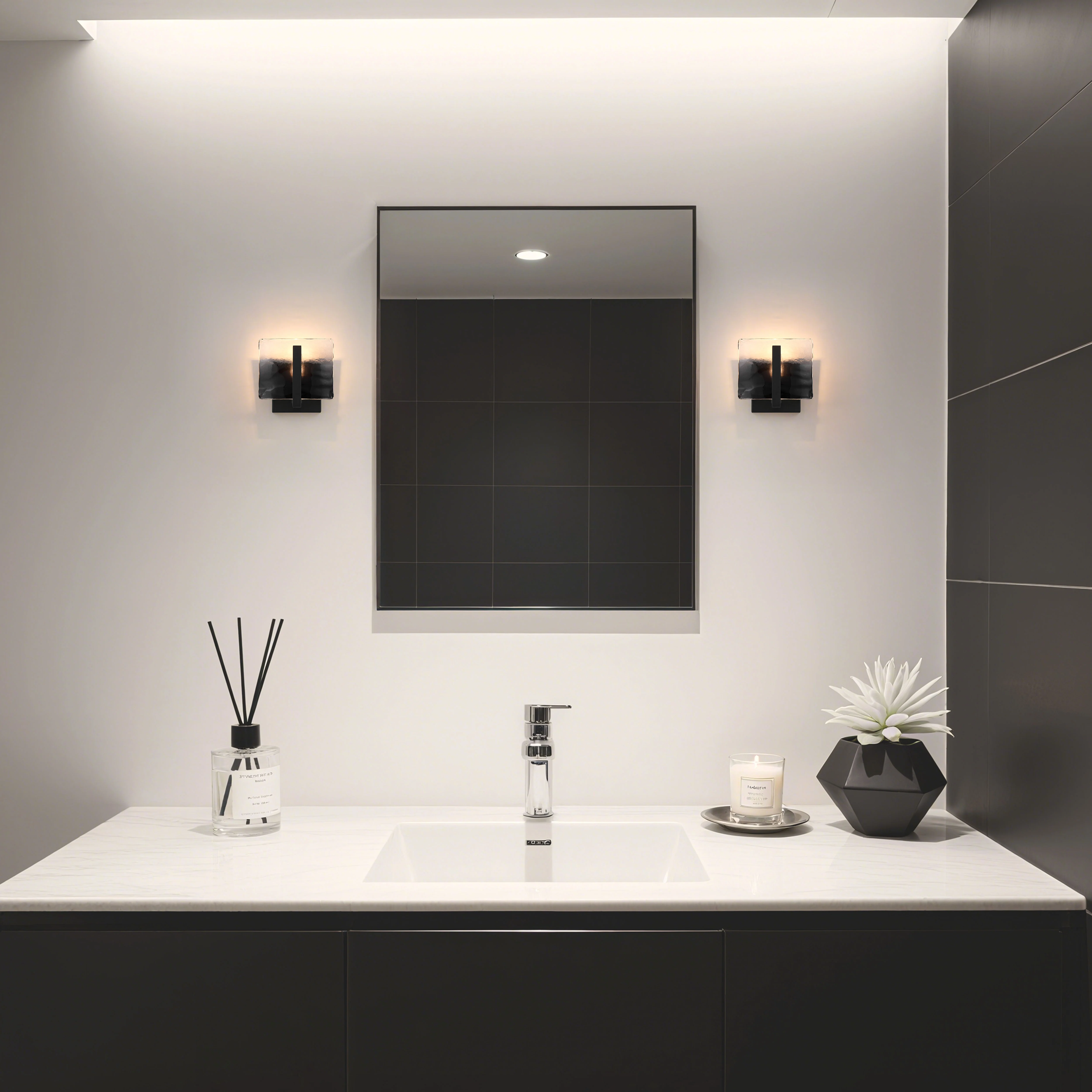 Aenon 1-light Wall Sconce in Matte Black with Smokey Water Glass - Image 7