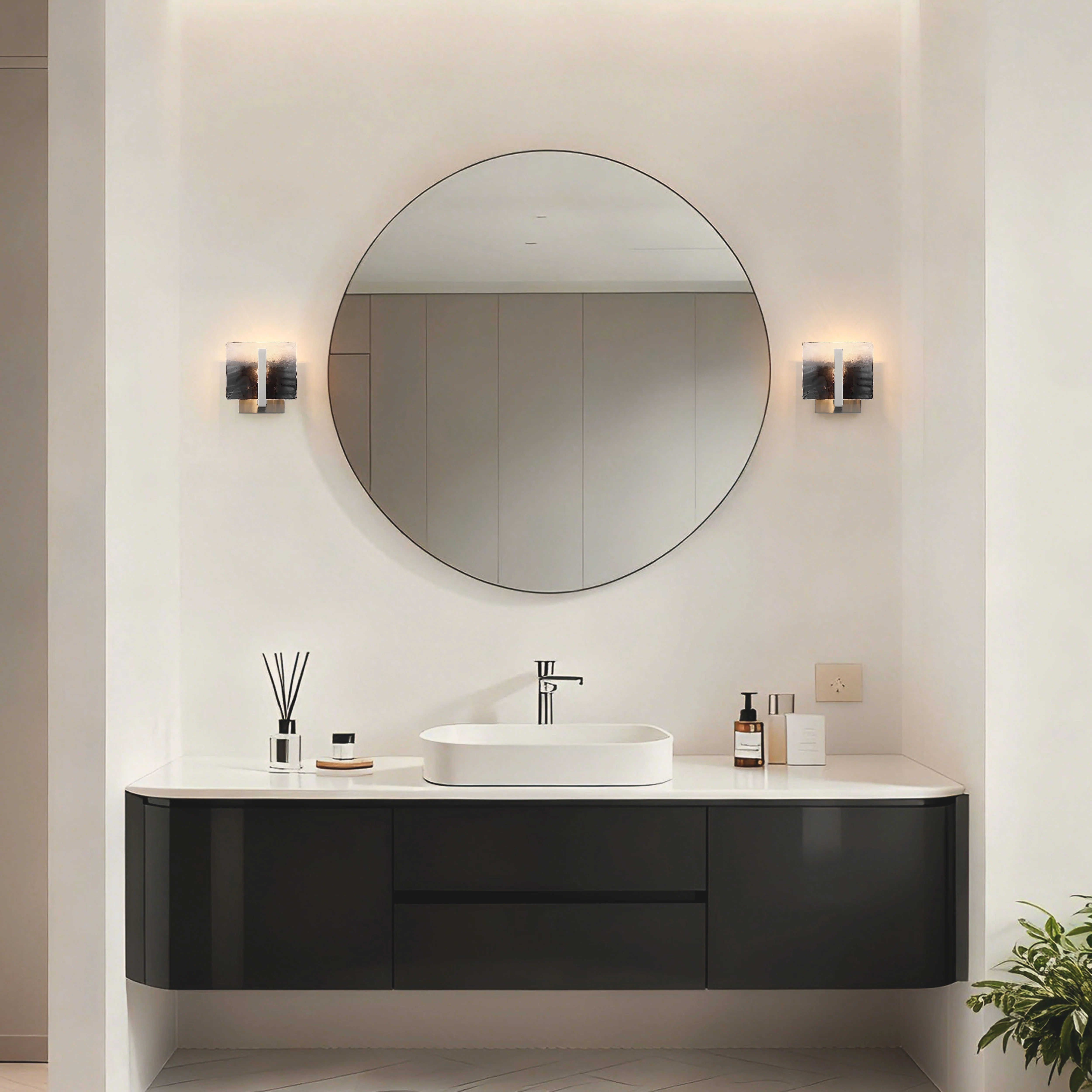 Aenon 1-light Wall Sconce in Pewter with Smokey Water Glass - Image 7