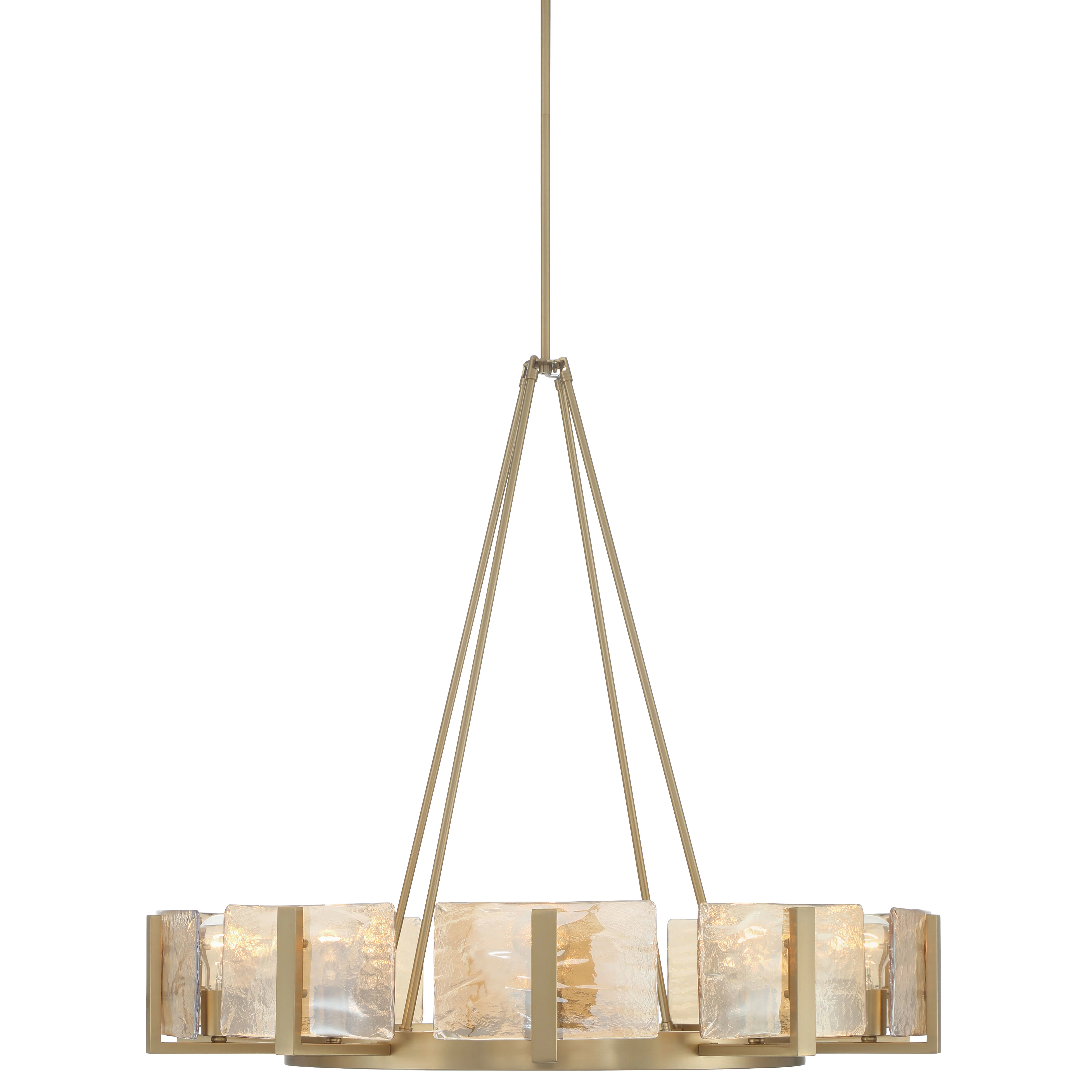 Aenon 10-light Chandelier in Brushed Champagne Brass with Amber Water Glass - Image 3