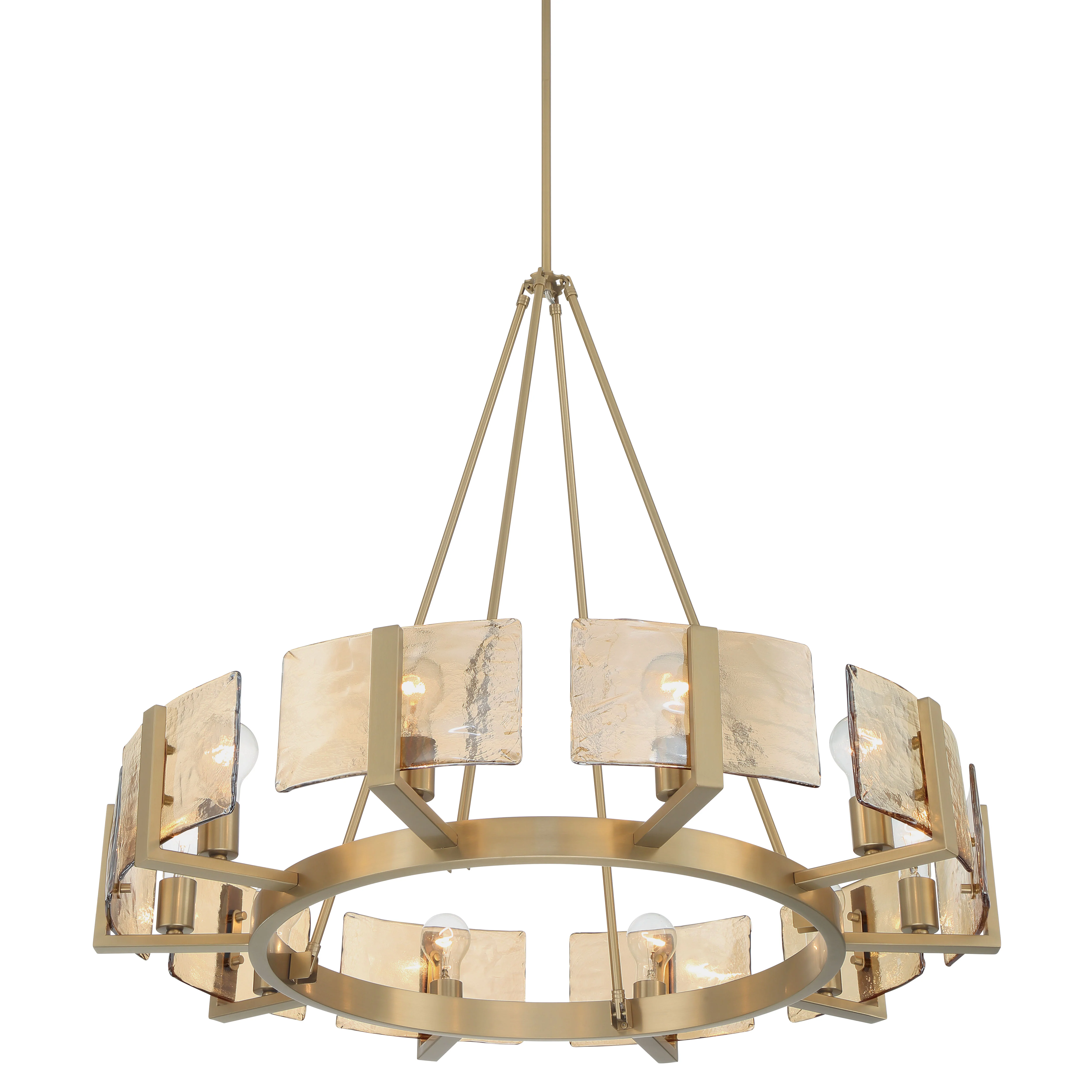 Aenon 10-light Chandelier in Brushed Champagne Brass with Amber Water Glass - Image 4