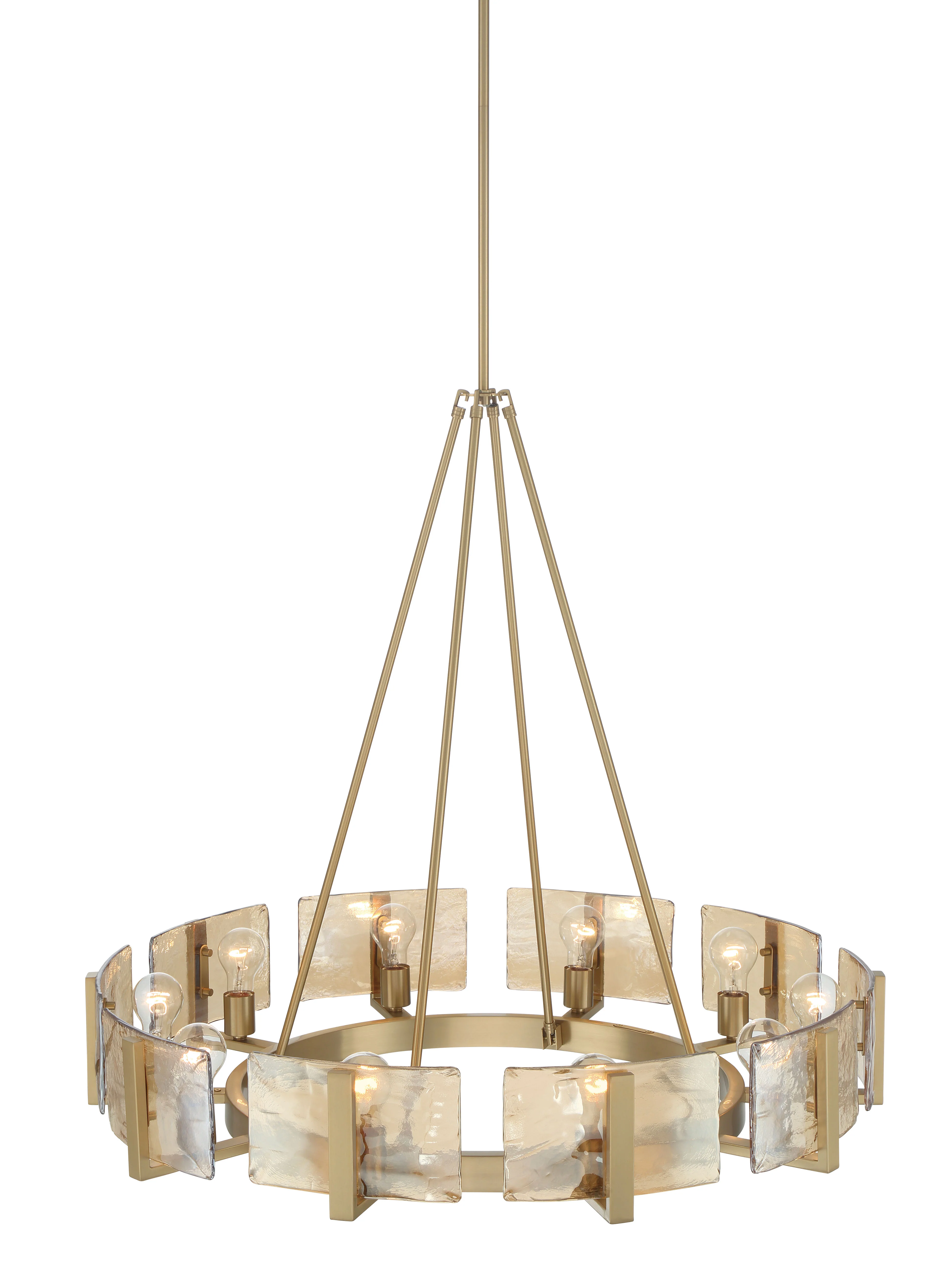 Aenon 10-light Chandelier in Brushed Champagne Brass with Amber Water Glass - Image 5