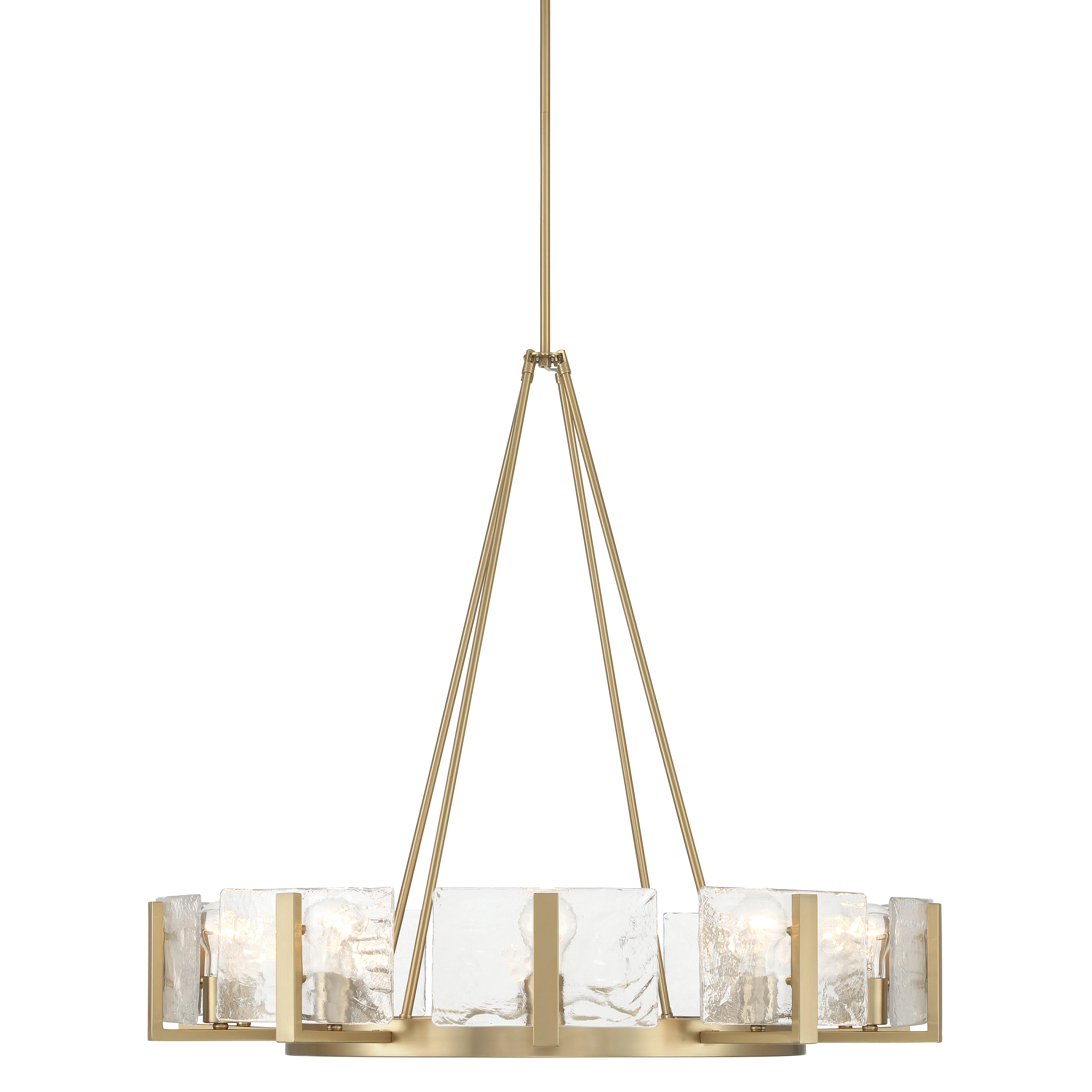 Aenon 10-light Chandelier in Brushed Champagne Brass with Hammered Water Glass - Image 3