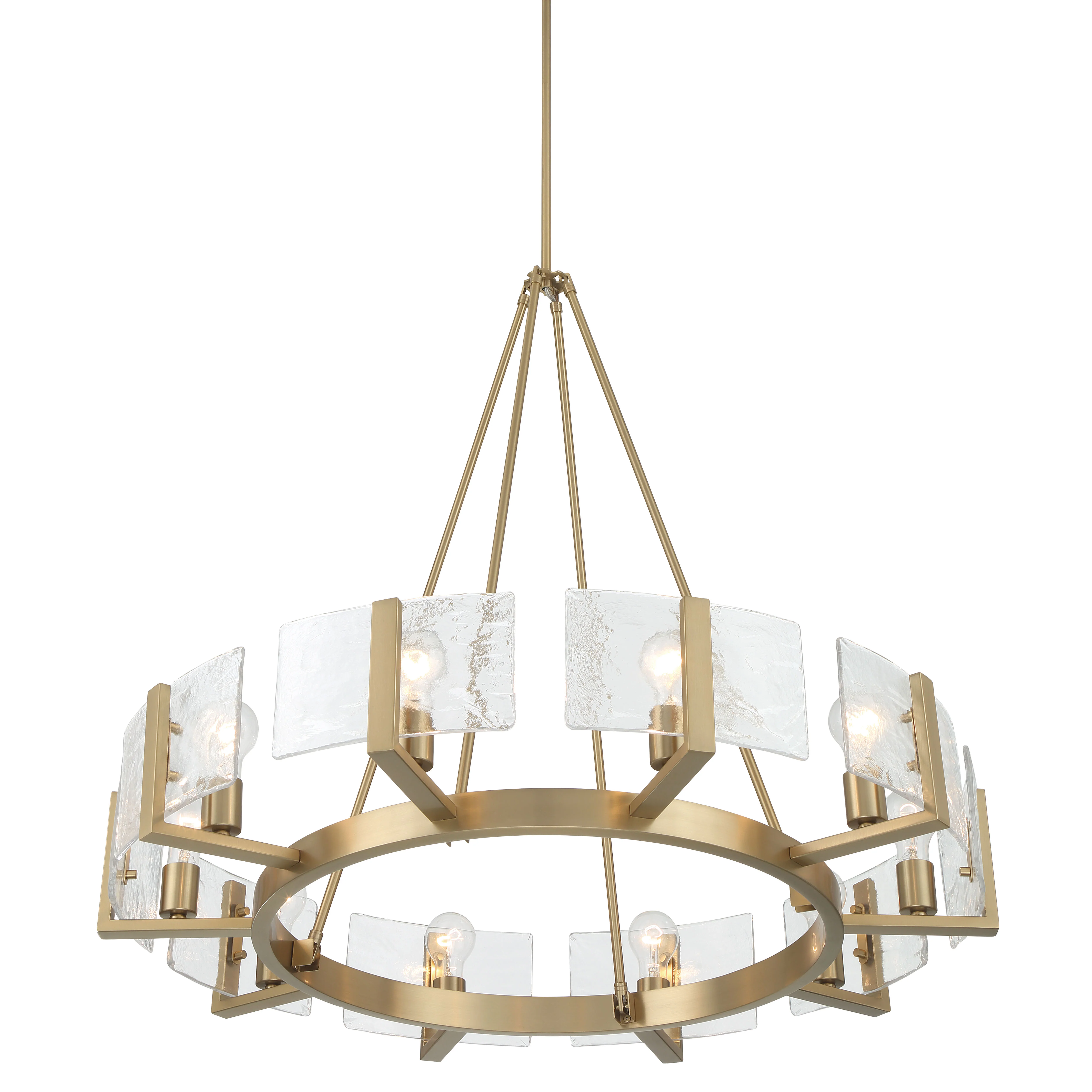 Aenon 10-light Chandelier in Brushed Champagne Brass with Hammered Water Glass - Image 4