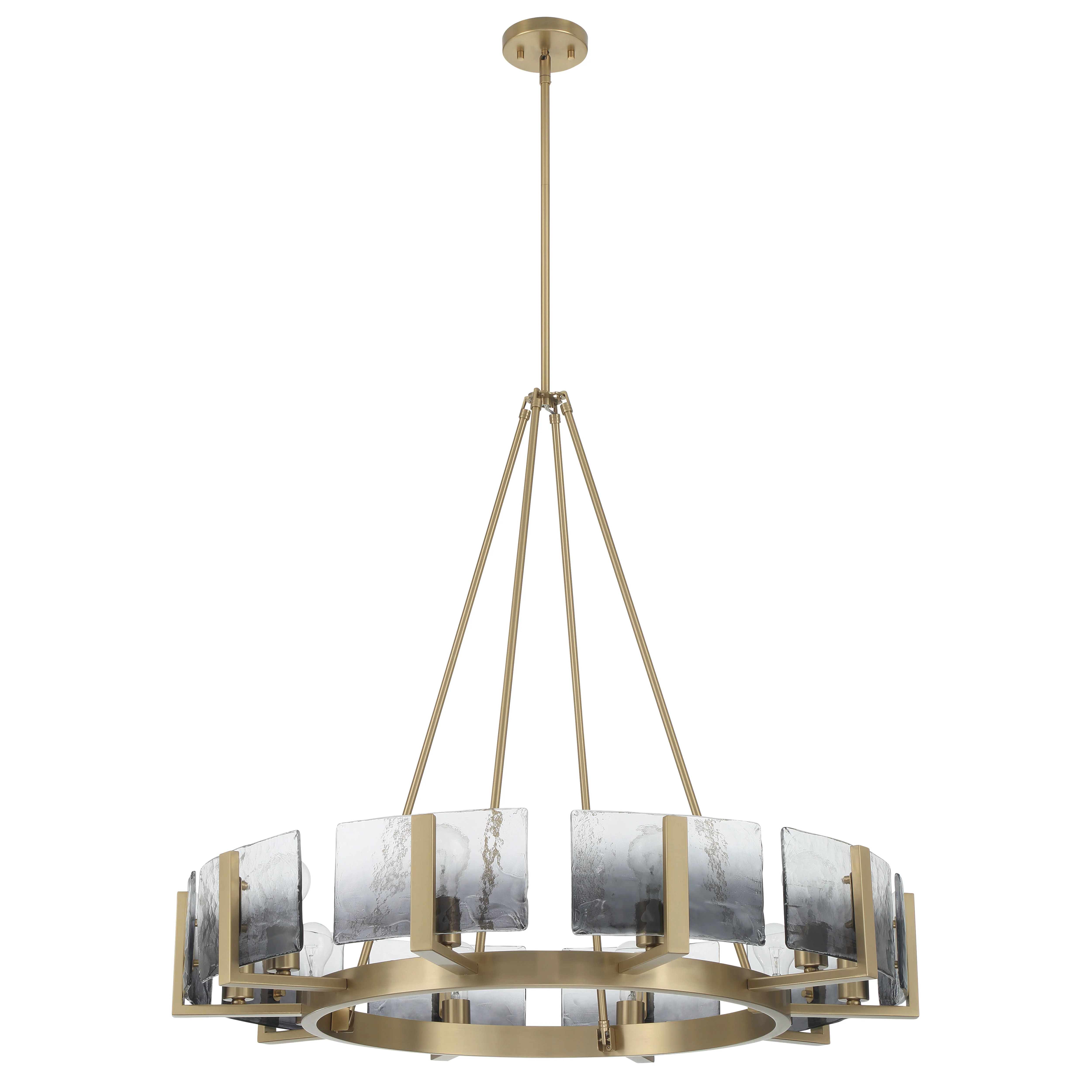 Aenon 10-light Chandelier in Brushed Champagne Brass with Smokey Water Glass - Image 3