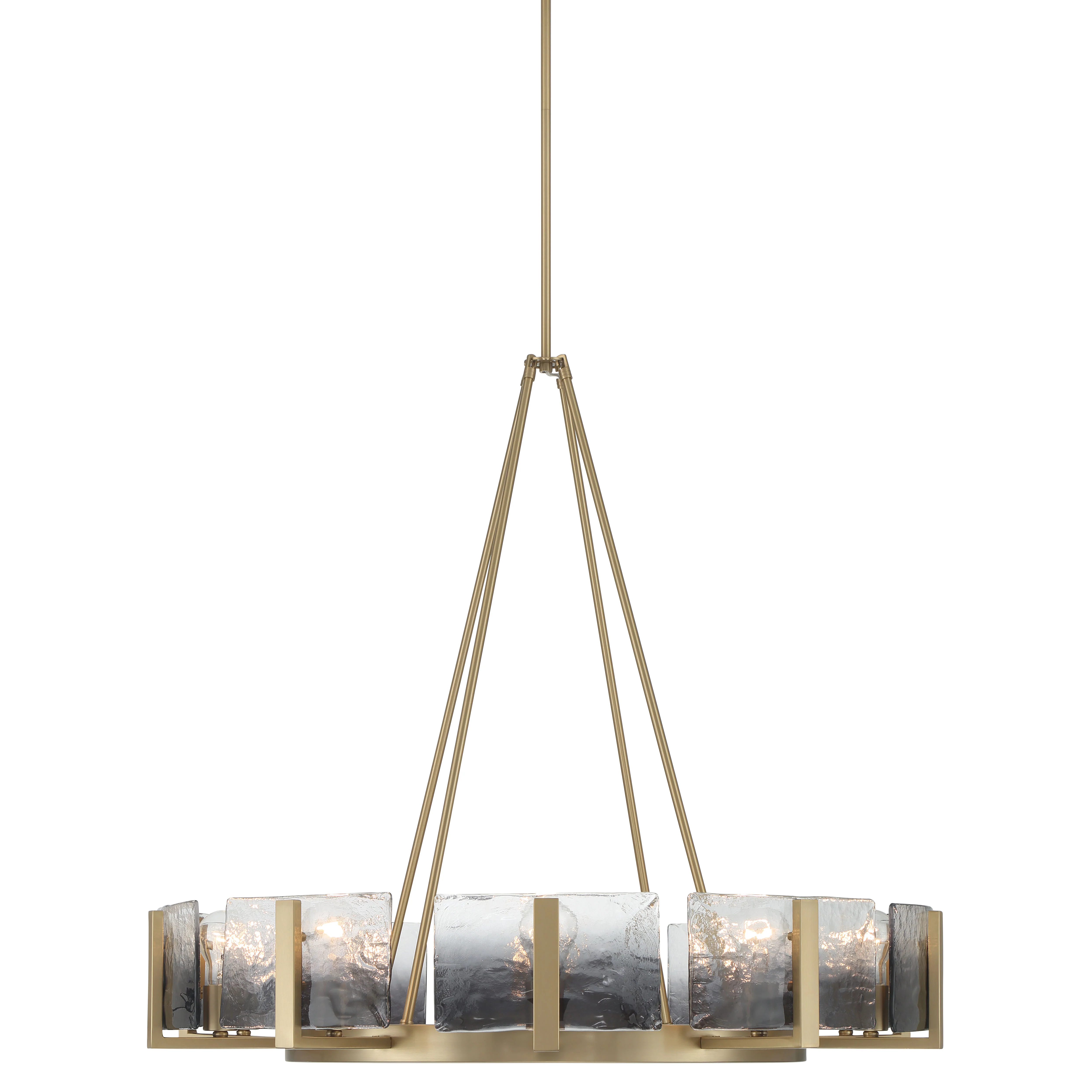 Aenon 10-light Chandelier in Brushed Champagne Brass with Smokey Water Glass - Image 4