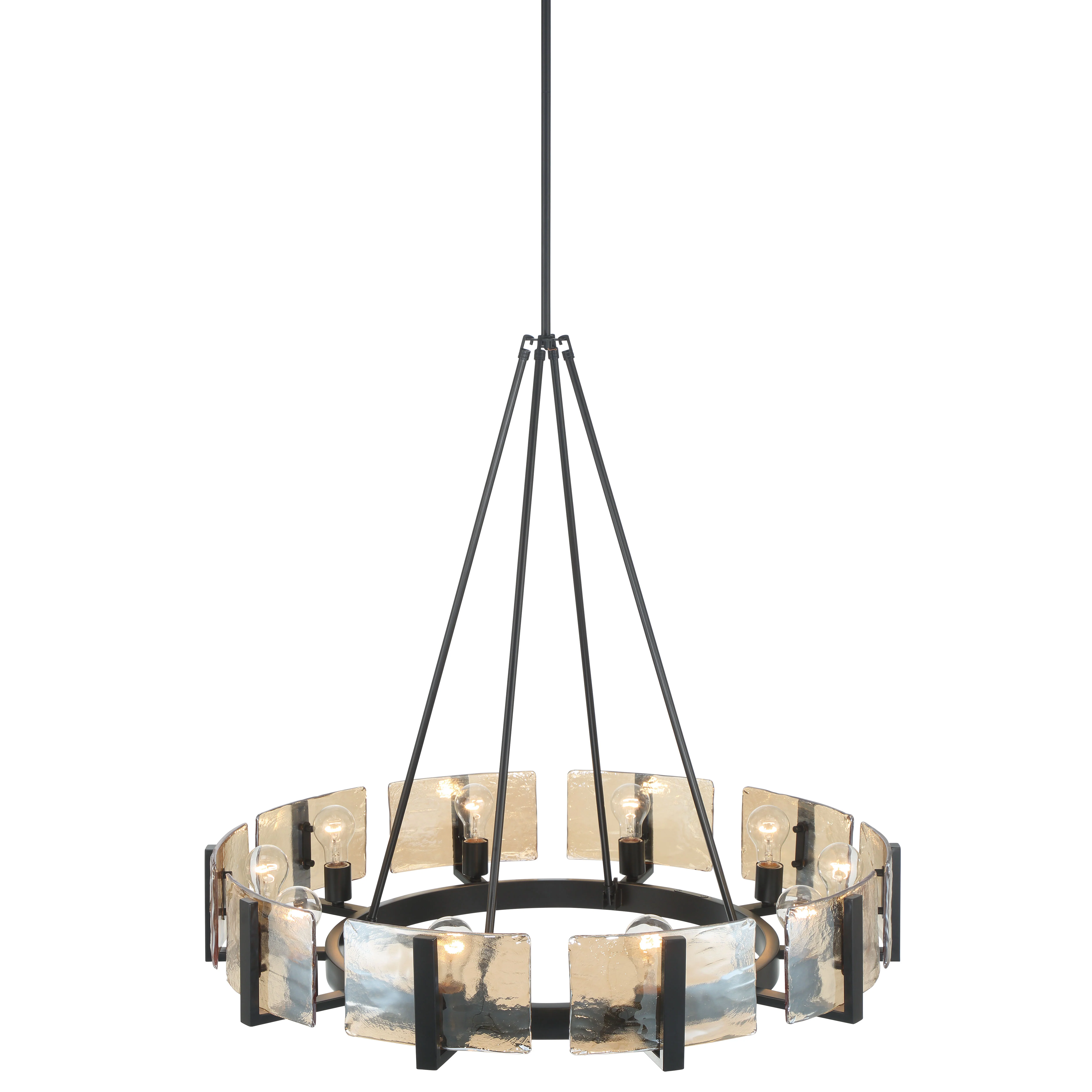 Aenon 10-light Chandelier in Matte Black with Amber Water Glass - Image 5
