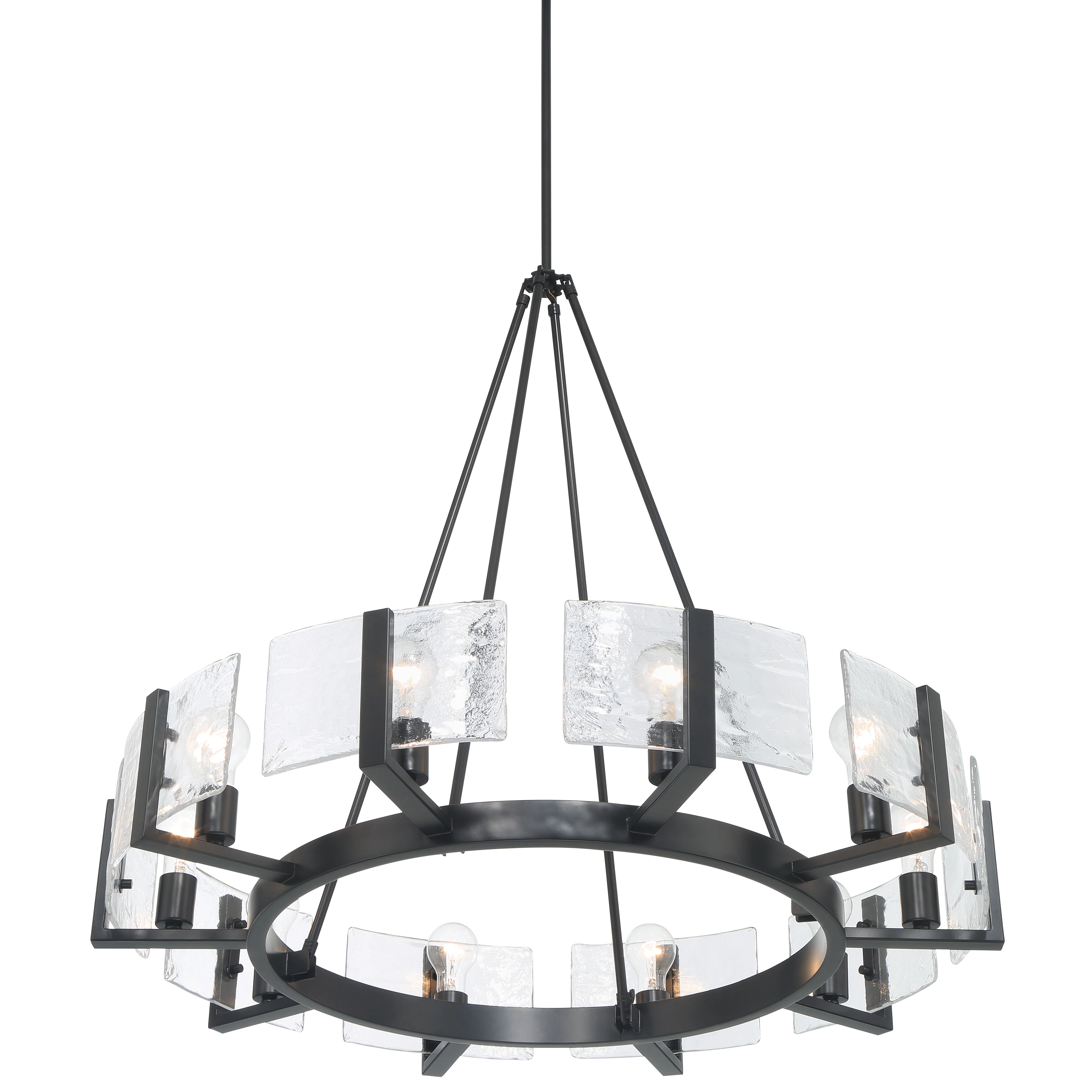 Aenon 10-light Chandelier in Matte Black with Hammered Water Glass - Image 4
