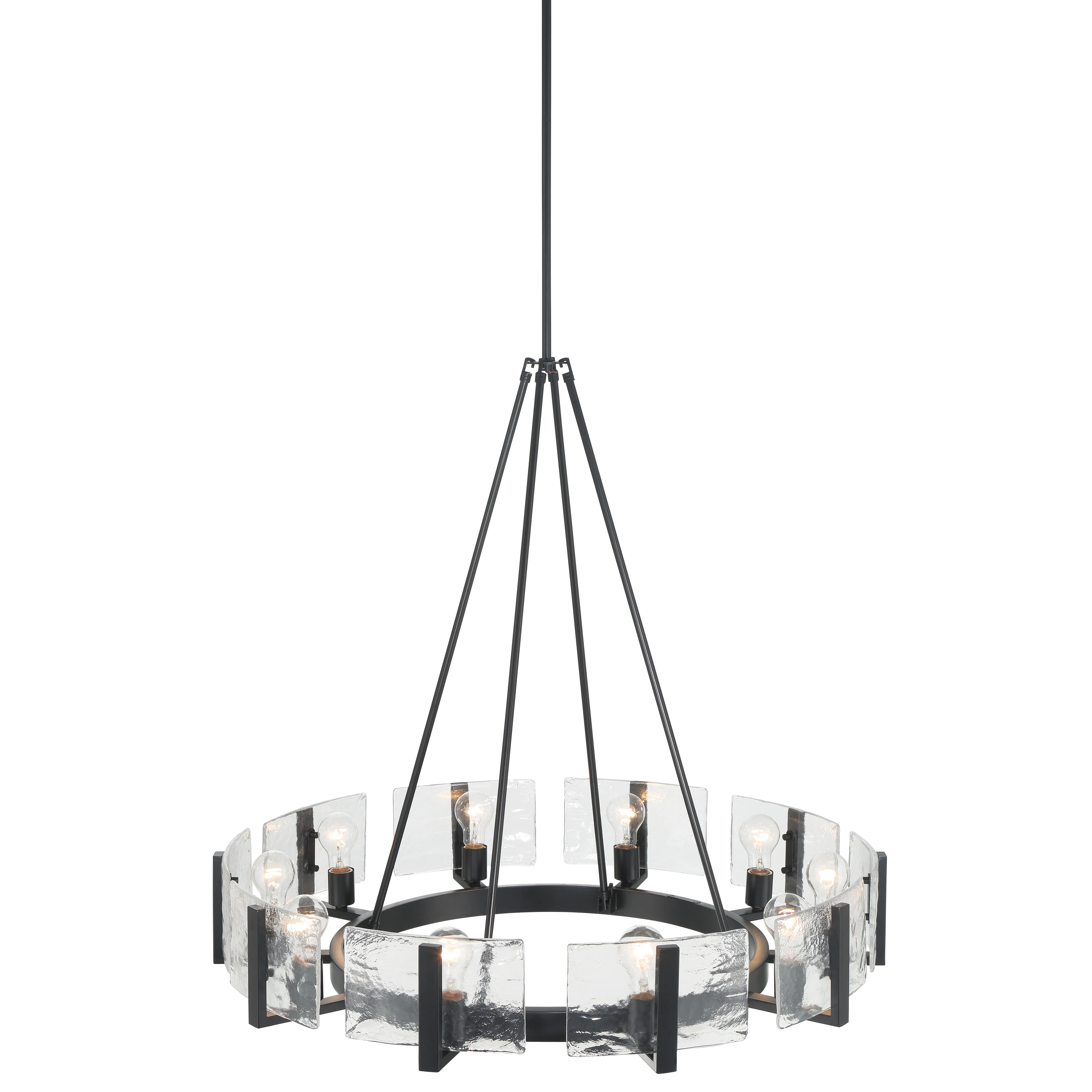 Aenon 10-light Chandelier in Matte Black with Hammered Water Glass - Image 5
