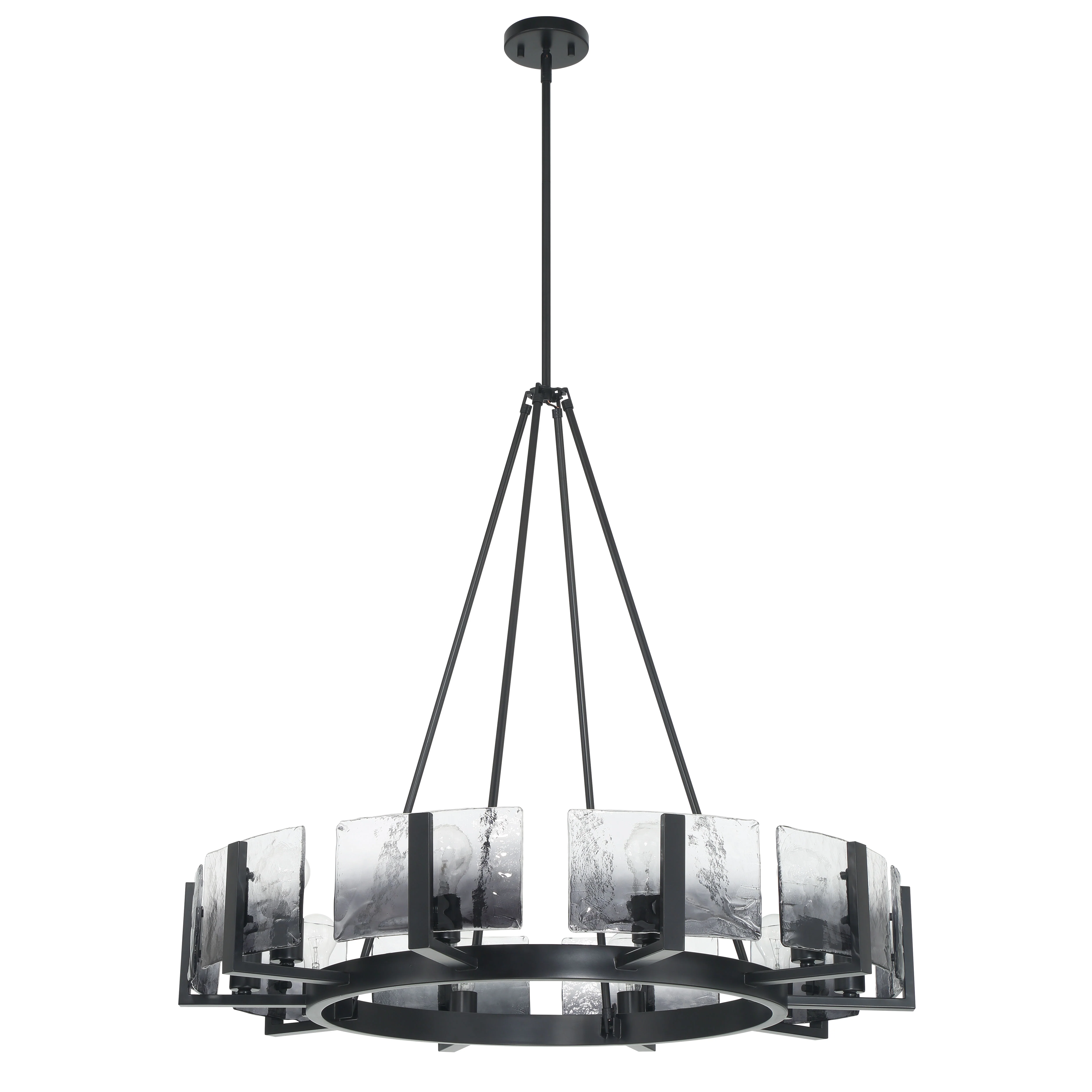 Aenon 10-light Chandelier in Matte Black with Smokey Water Glass - Image 2