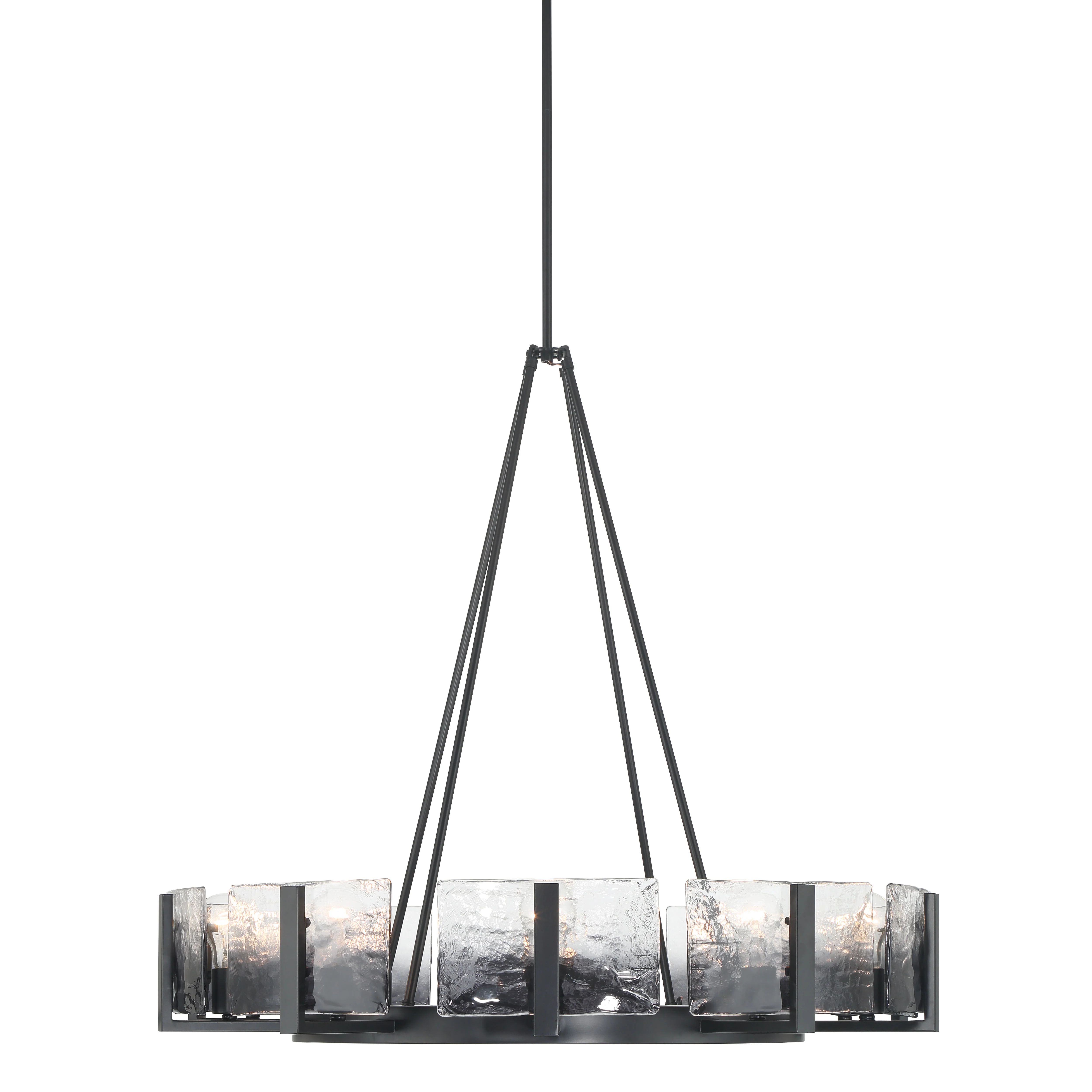 Aenon 10-light Chandelier in Matte Black with Smokey Water Glass - Image 3