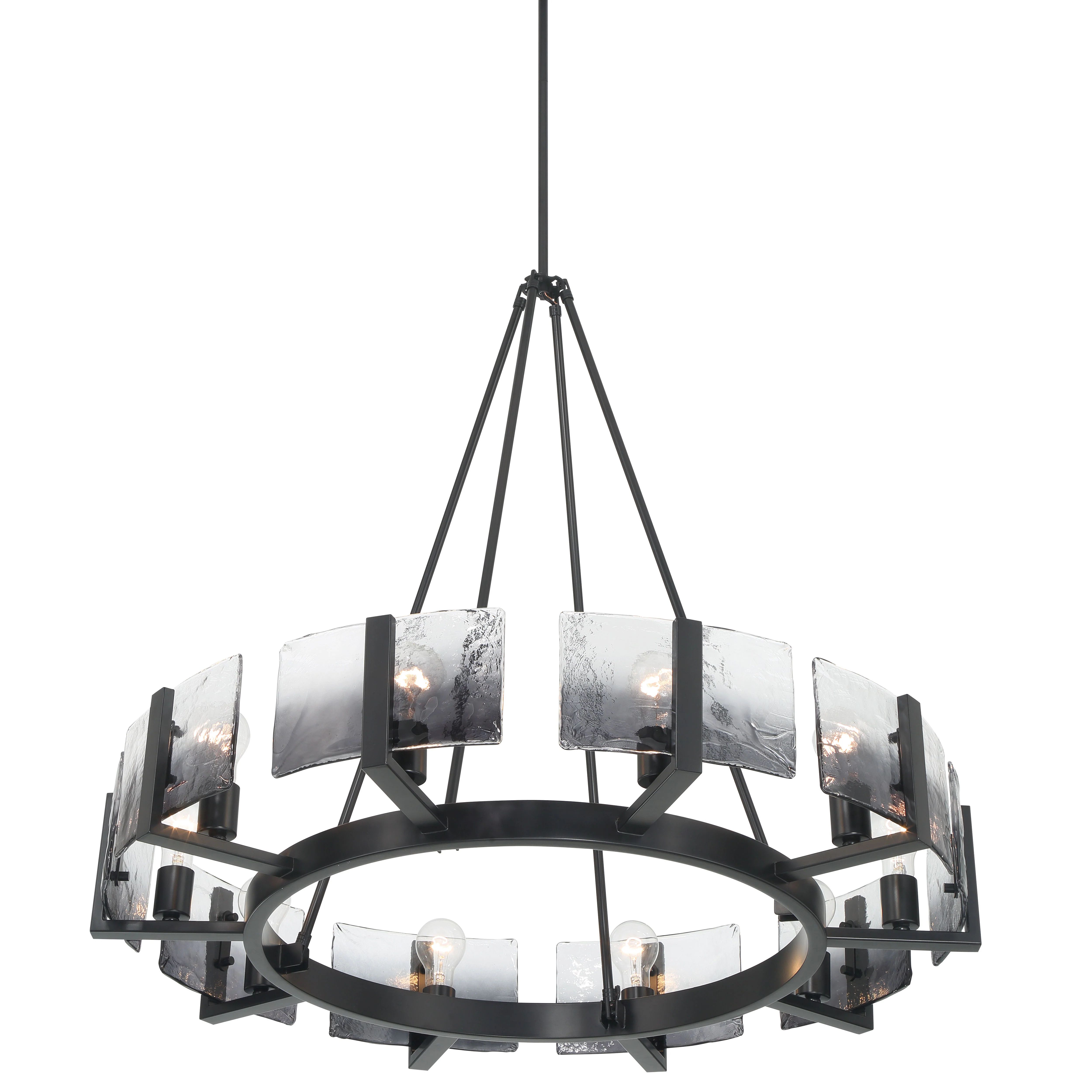 Aenon 10-light Chandelier in Matte Black with Smokey Water Glass - Image 4
