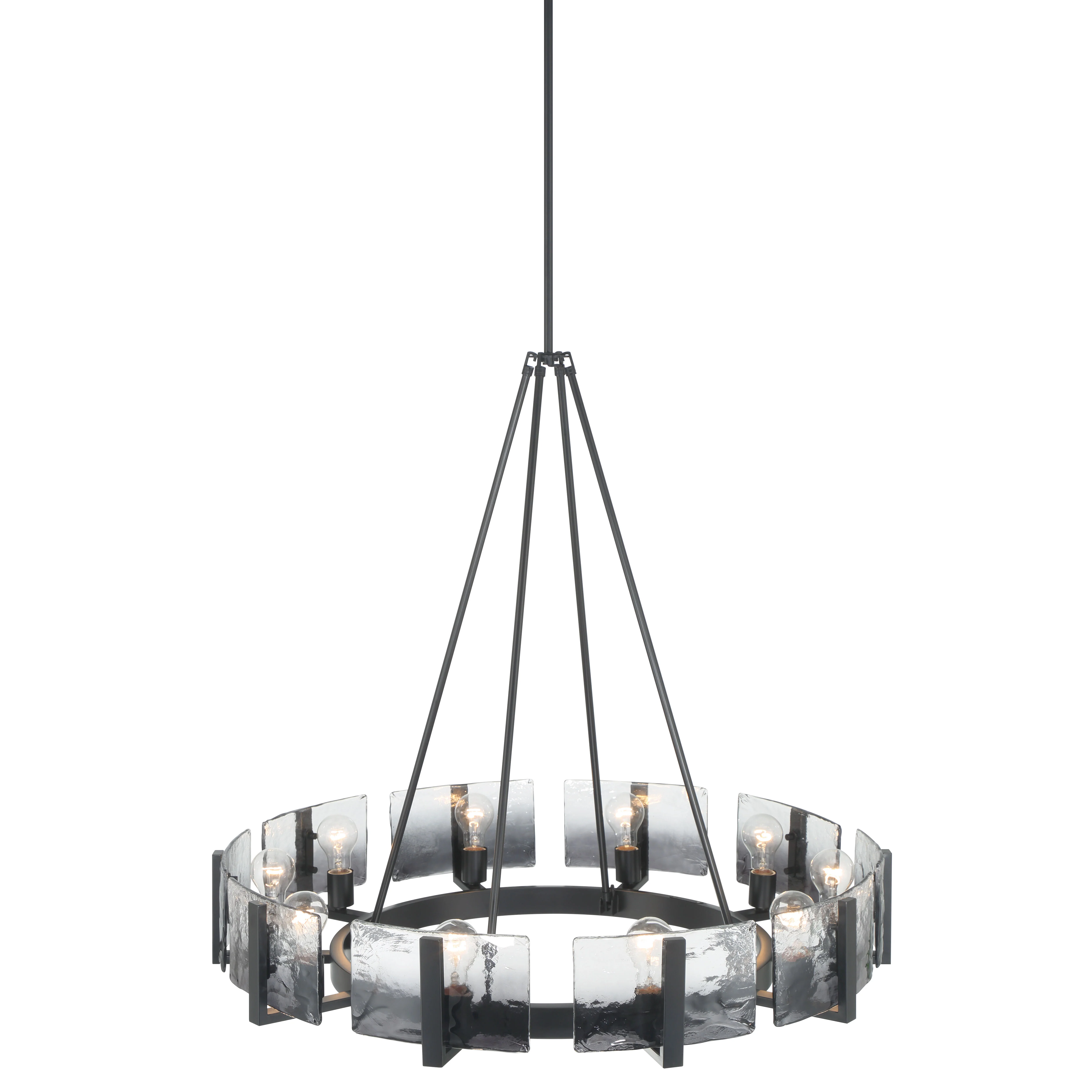 Aenon 10-light Chandelier in Matte Black with Smokey Water Glass - Image 5