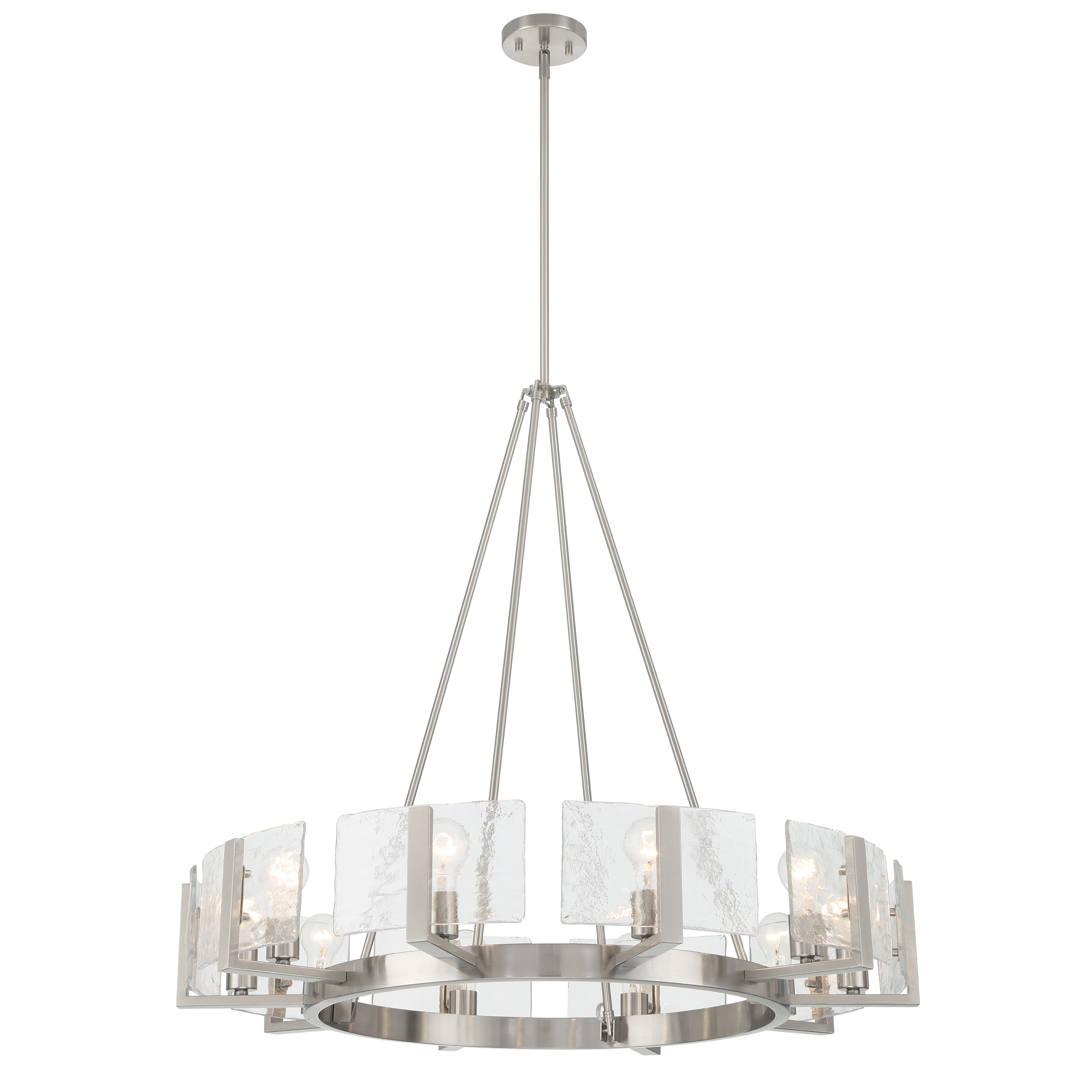 Aenon 10-light Chandelier in Pewter with Hammered Water Glass