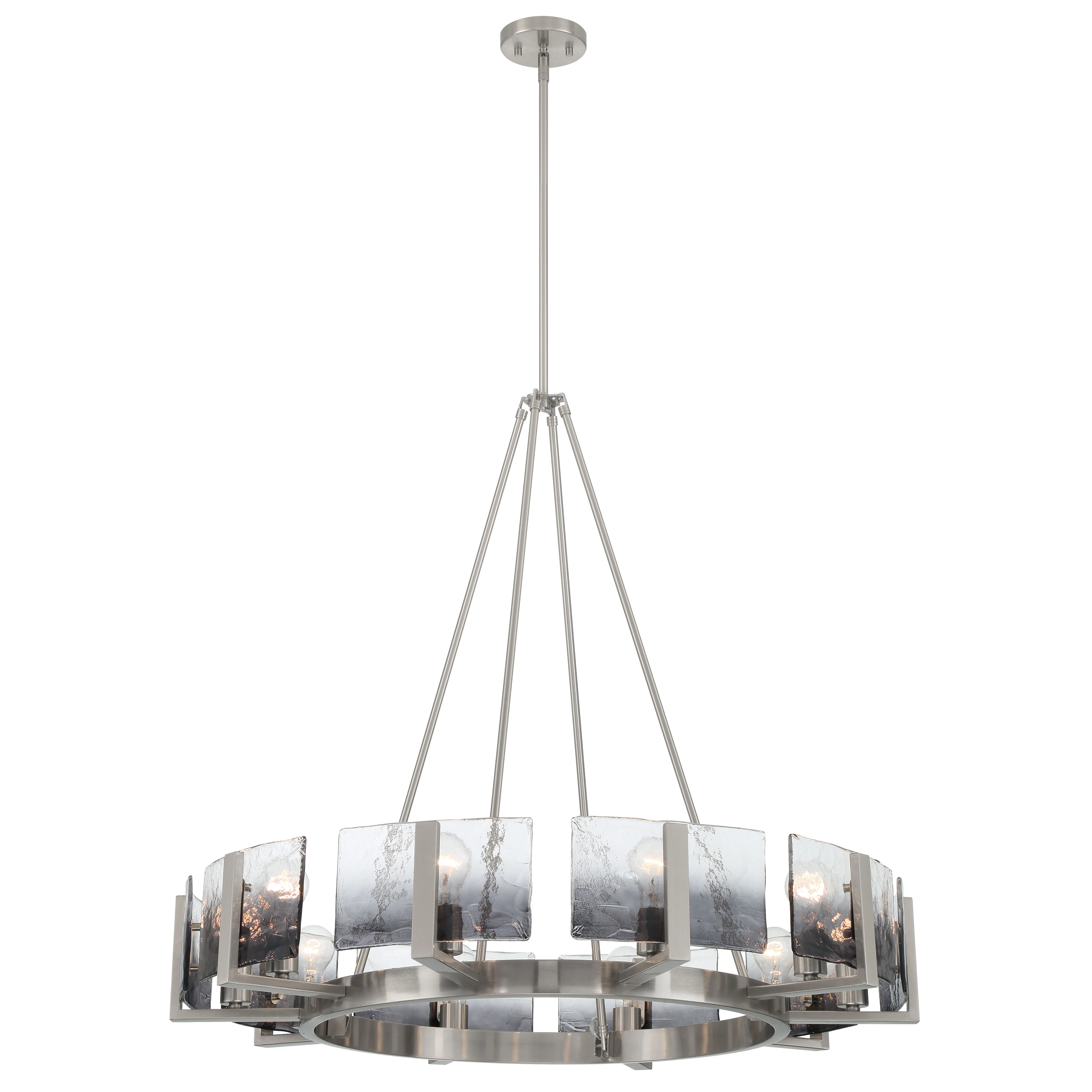 Aenon 10-light Chandelier in Pewter with Smokey Water Glass