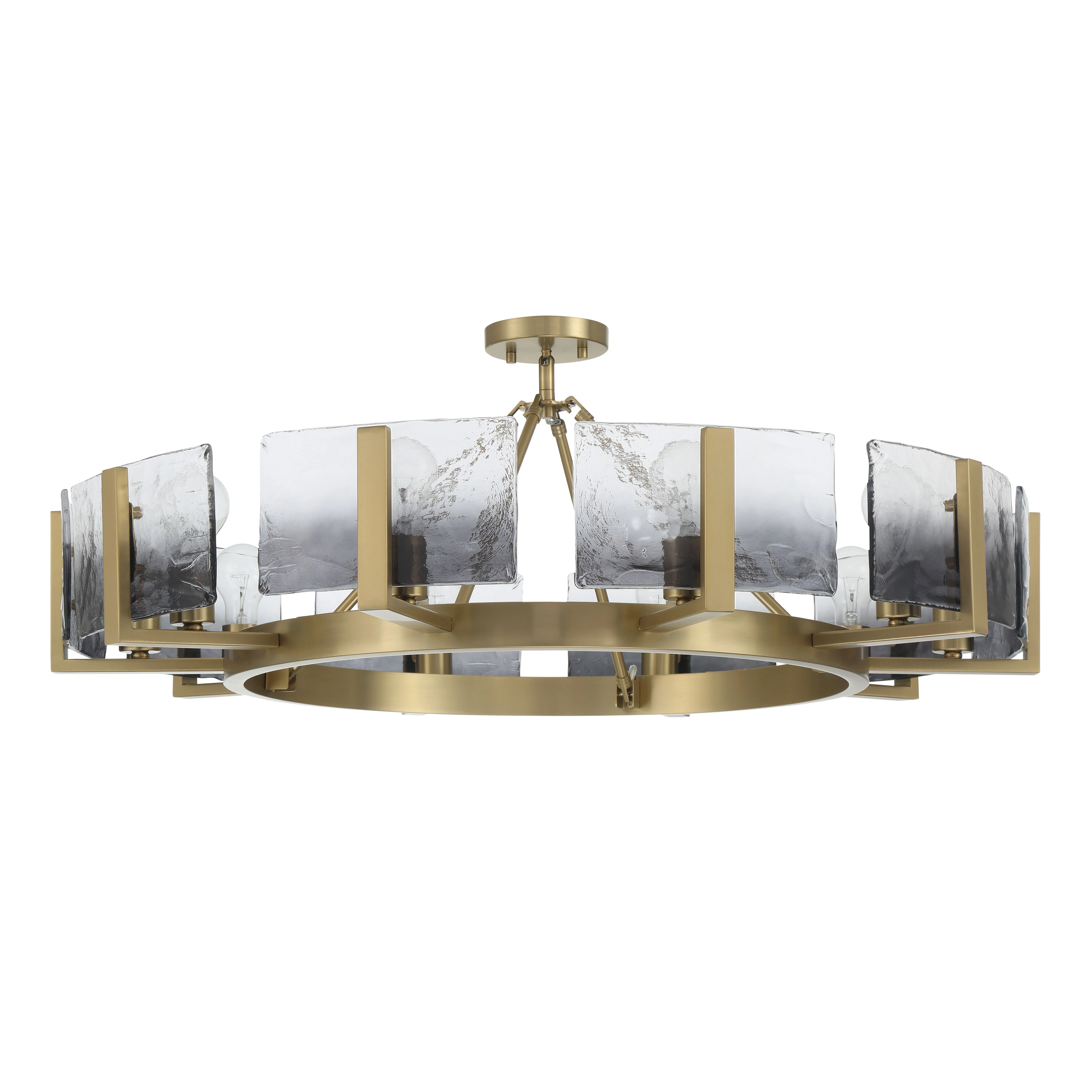 Aenon 10-light Semi-Flush Mount in Brushed Champagne Brass with Smokey Water Glass - Image 2