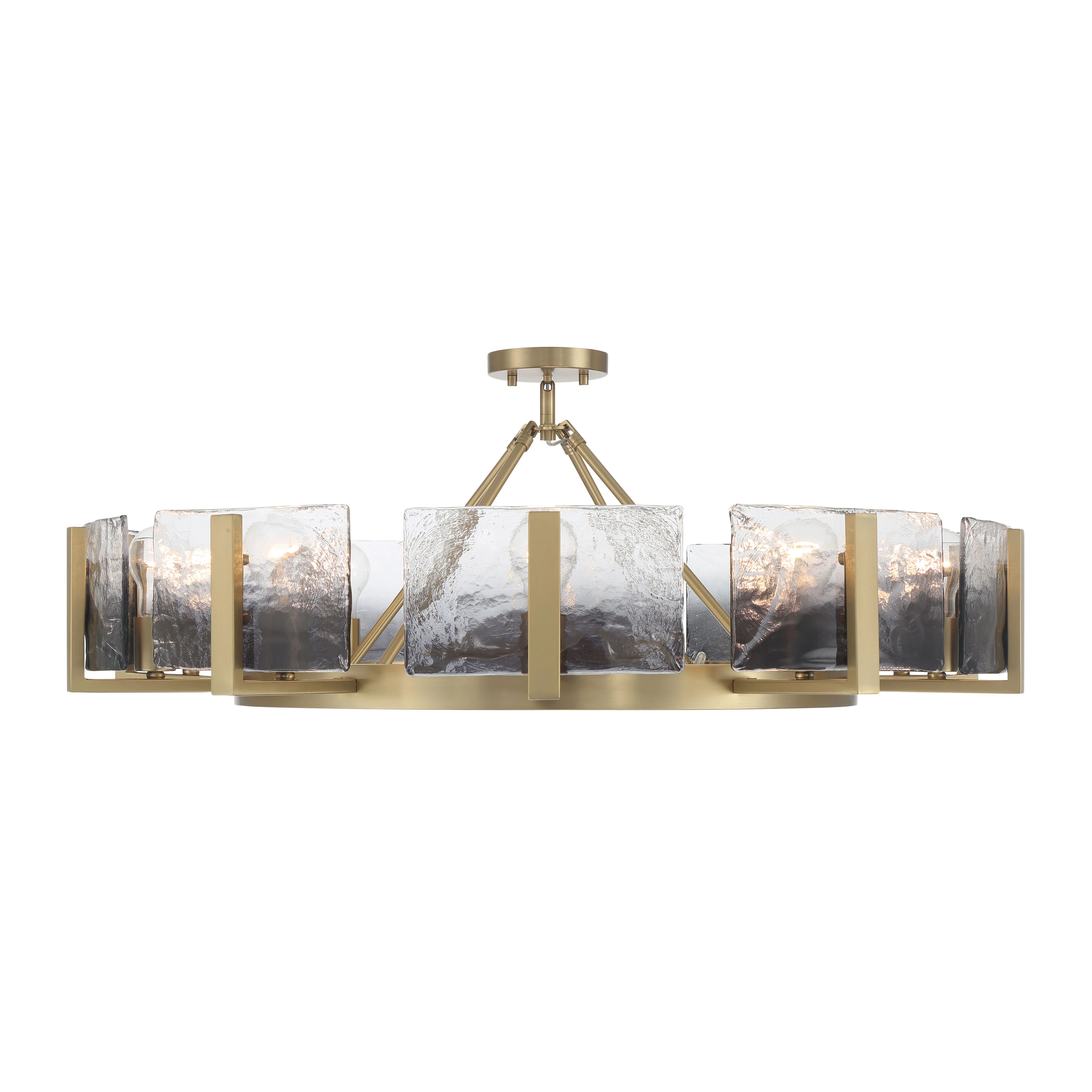 Aenon 10-light Semi-Flush Mount in Brushed Champagne Brass with Smokey Water Glass - Image 3