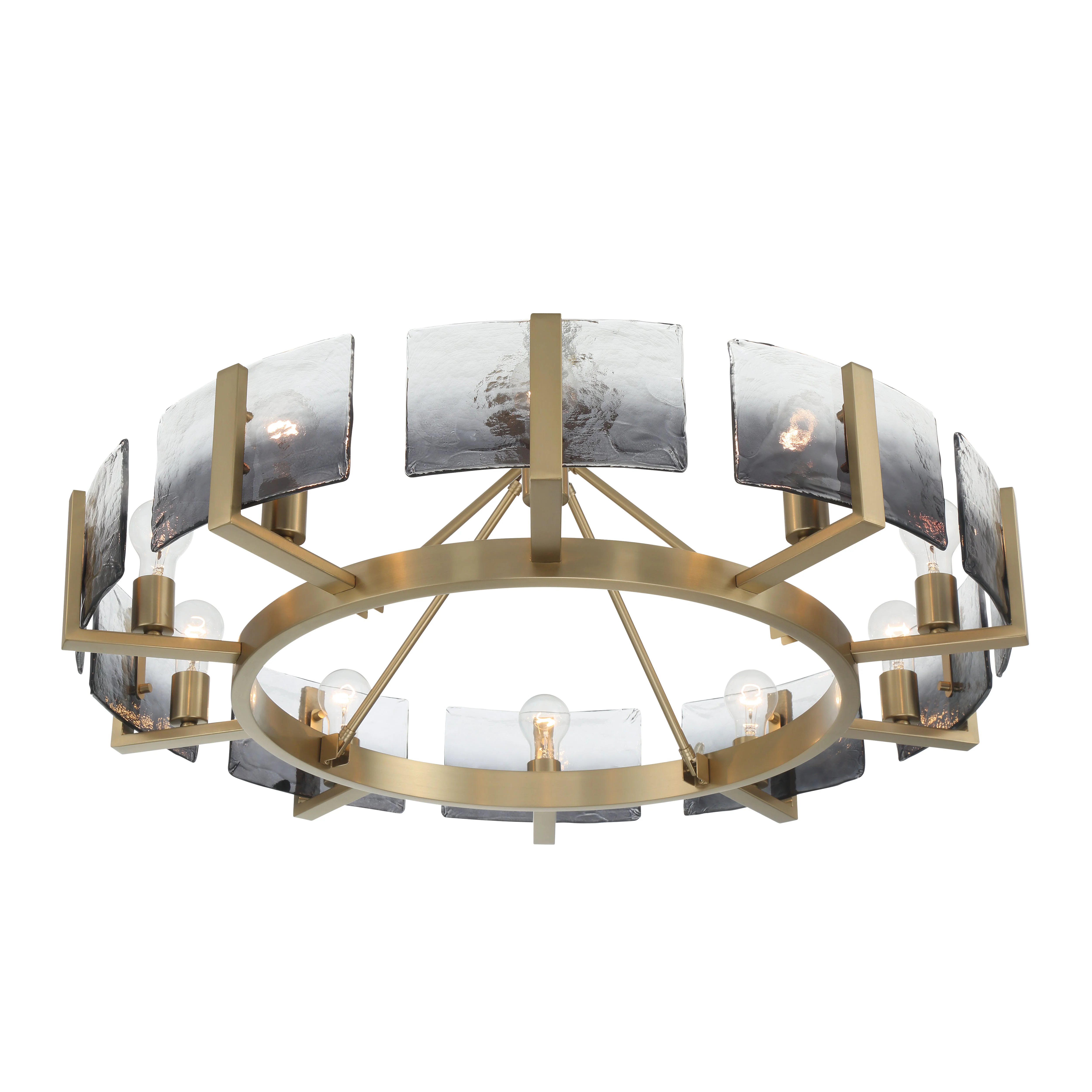 Aenon 10-light Semi-Flush Mount in Brushed Champagne Brass with Smokey Water Glass - Image 4