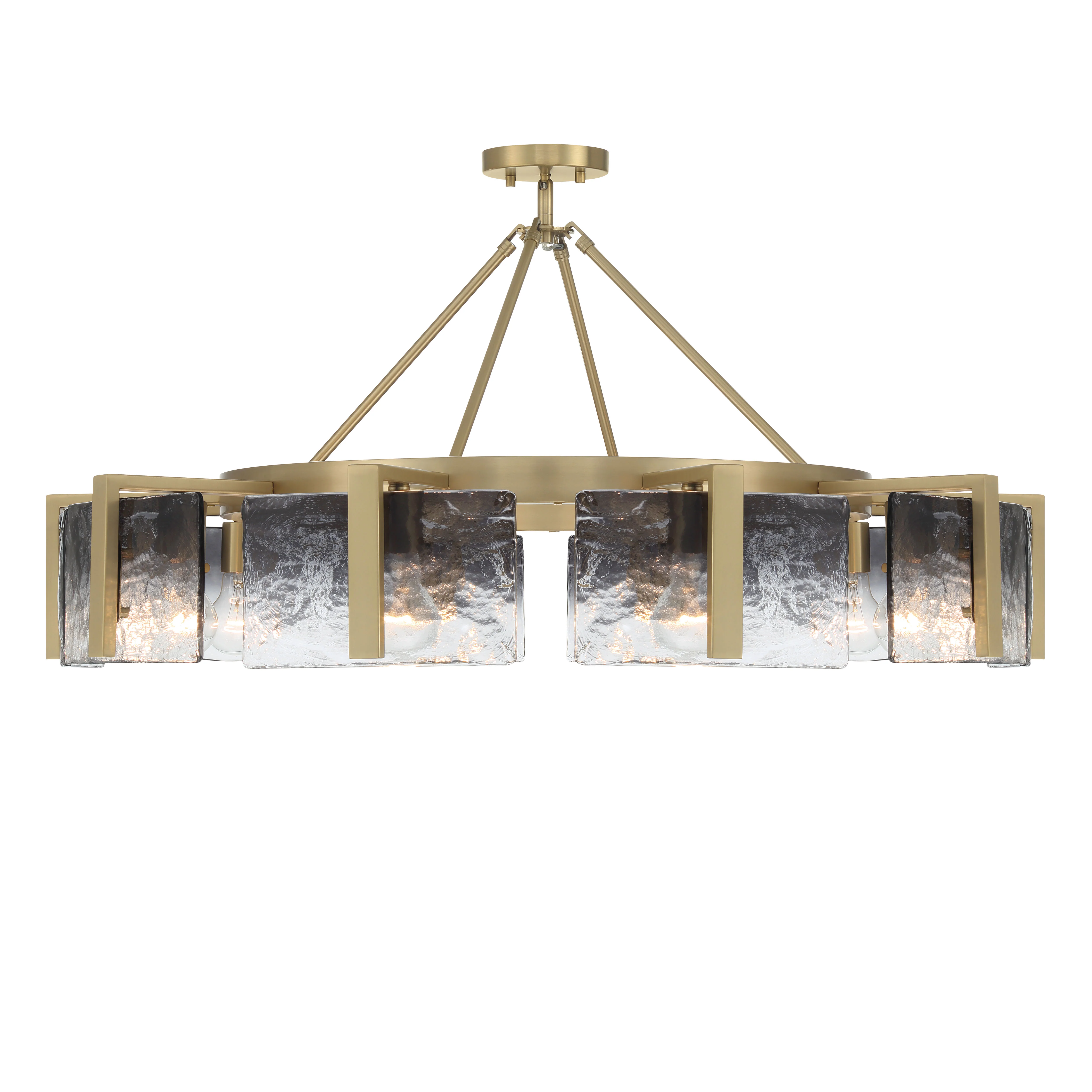 Aenon 10-light Semi-Flush Mount in Brushed Champagne Brass with Smokey Water Glass - Image 6