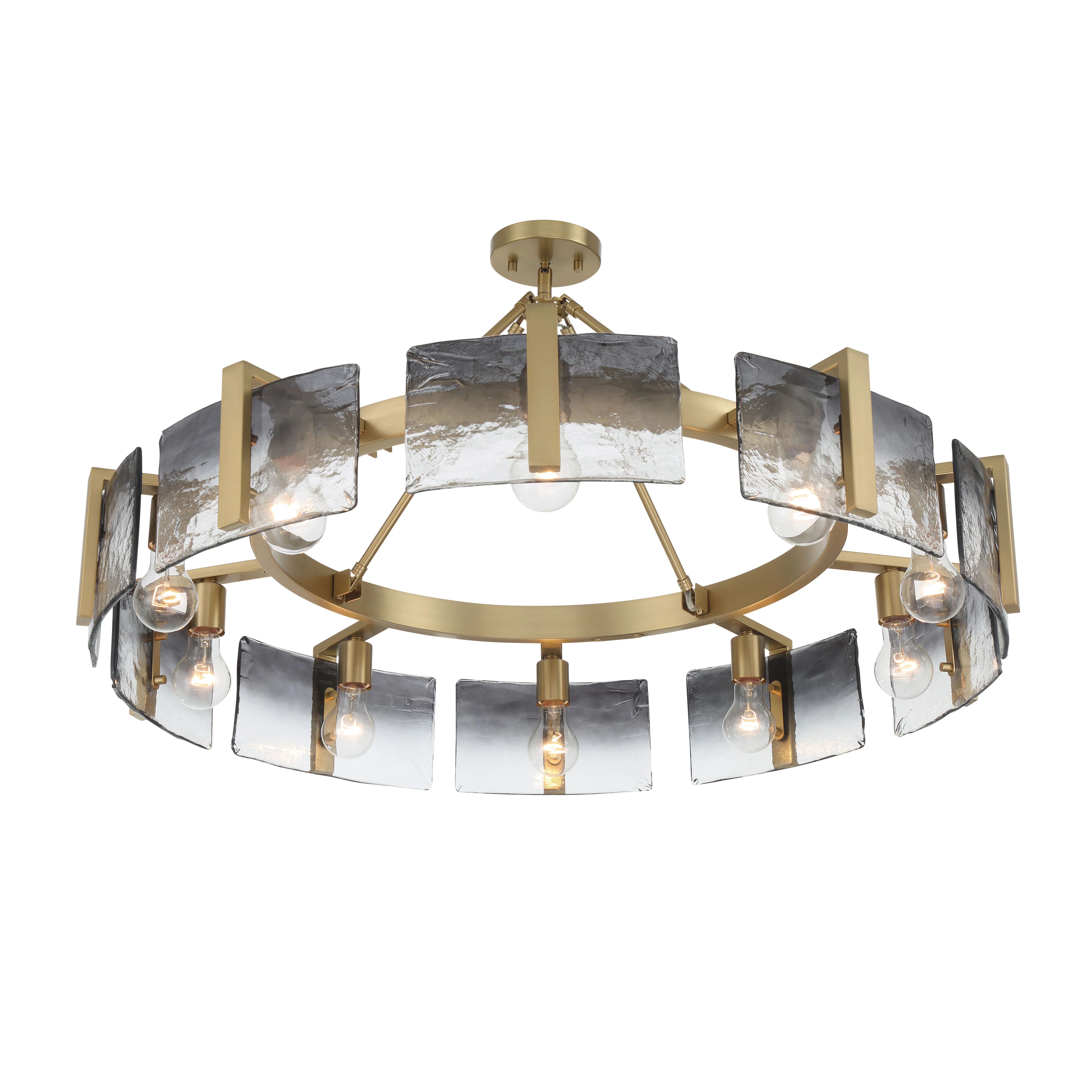 Aenon 10-light Semi-Flush Mount in Brushed Champagne Brass with Smokey Water Glass - Image 7