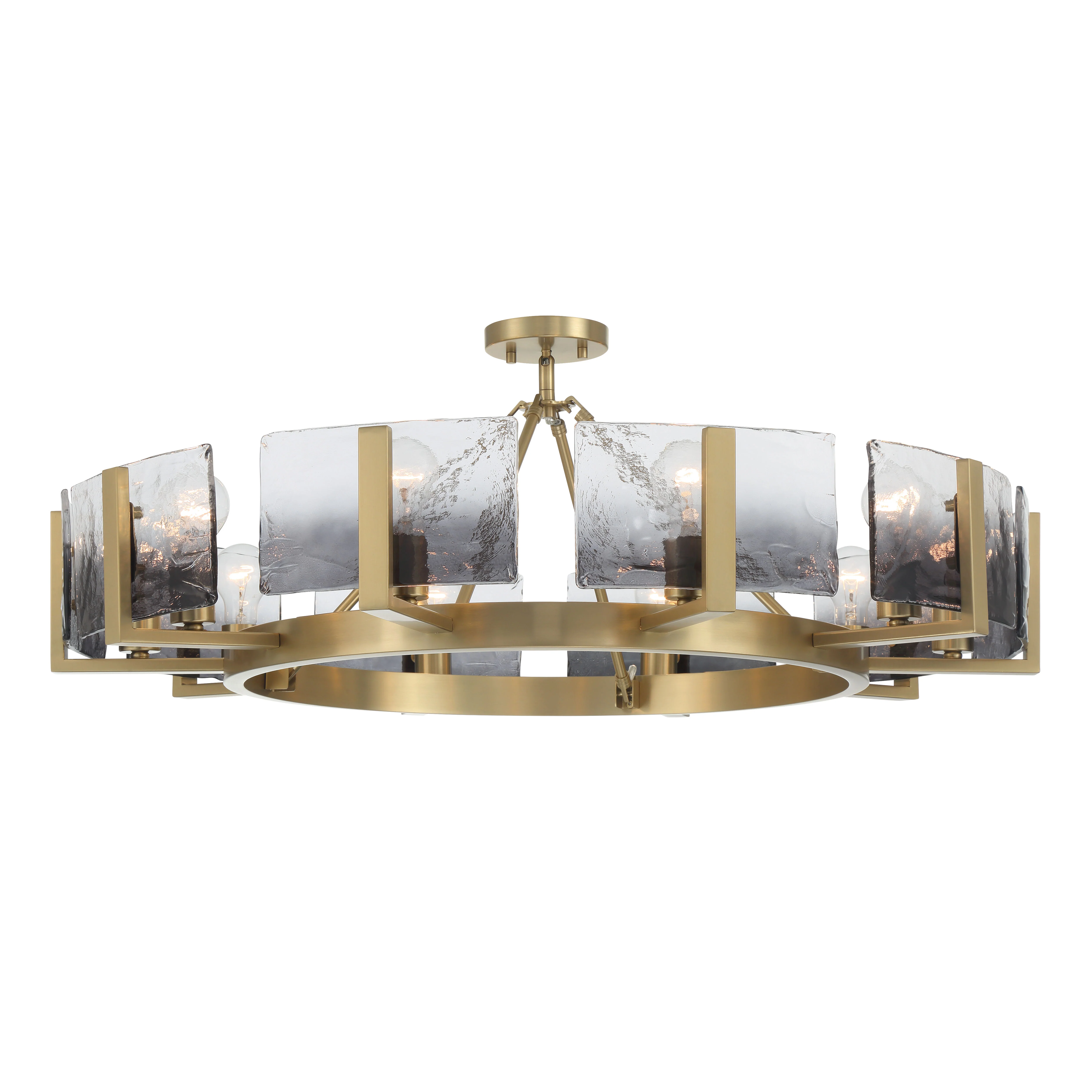 Aenon 10-light Semi-Flush Mount in Brushed Champagne Brass with Smokey Water Glass - Image 8