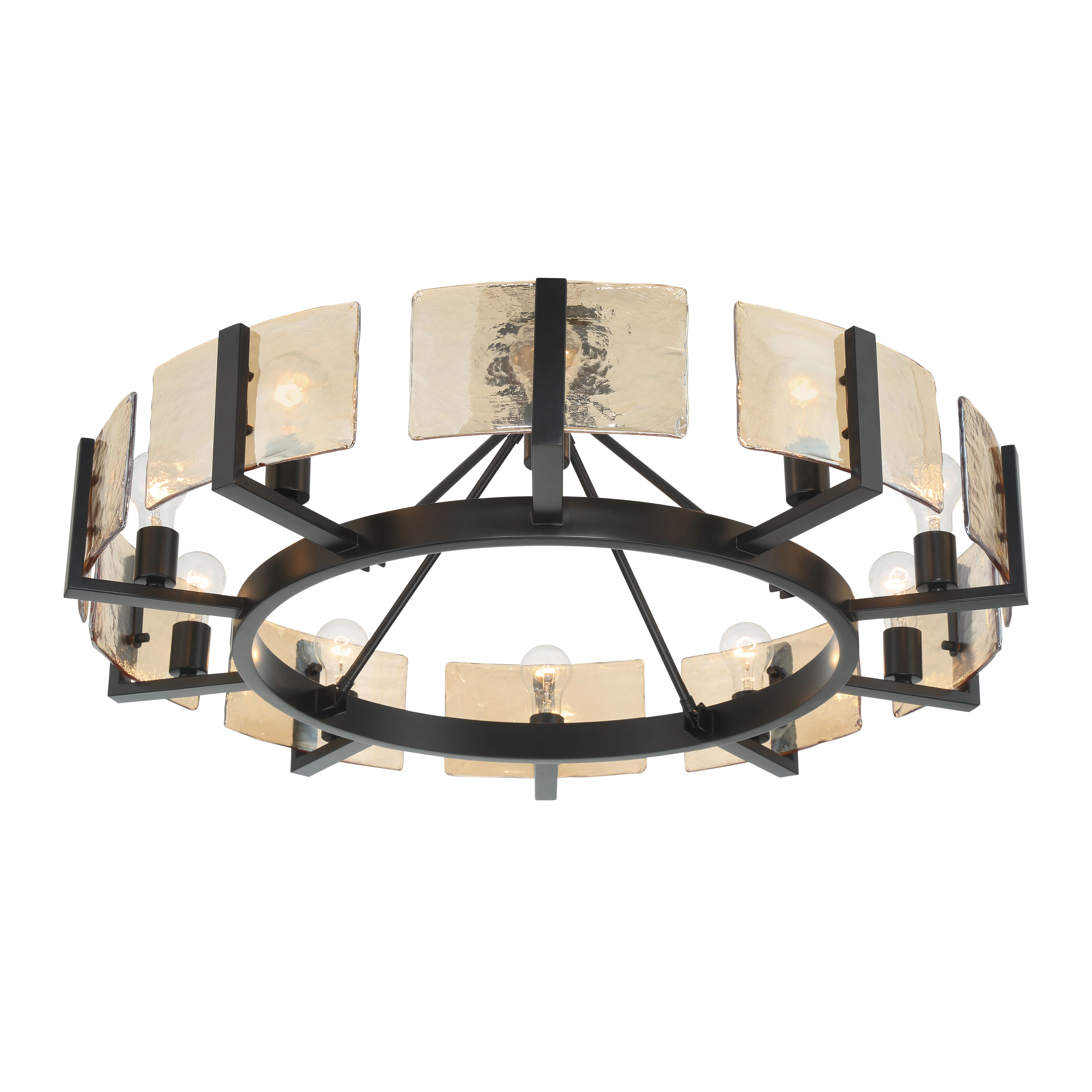 Aenon 10-light Semi-Flush Mount in Matte Black with Amber Water Glass - Image 4