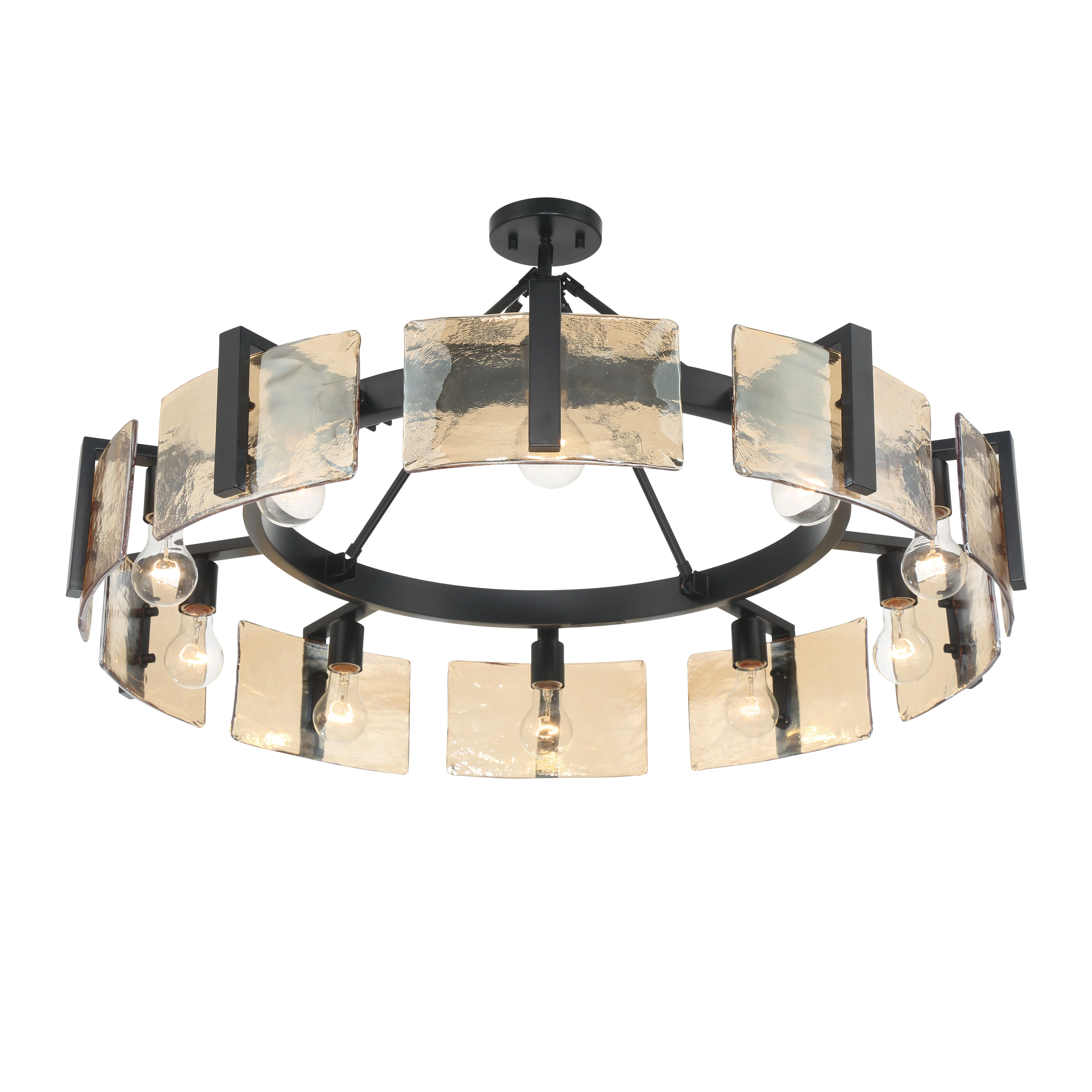 Aenon 10-light Semi-Flush Mount in Matte Black with Amber Water Glass - Image 7
