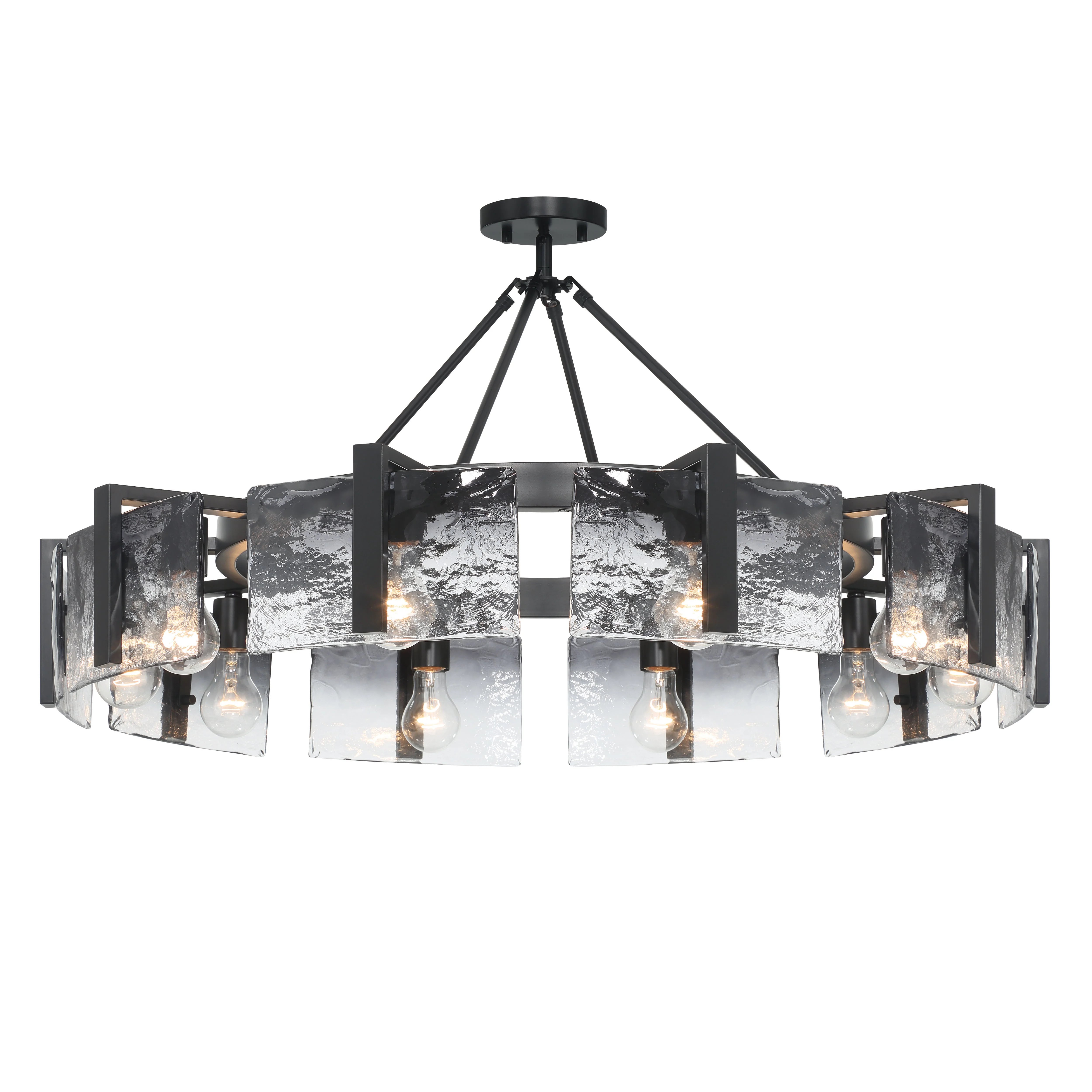 Aenon 10-light Semi-Flush Mount in Matte Black with Smokey Water Glass
