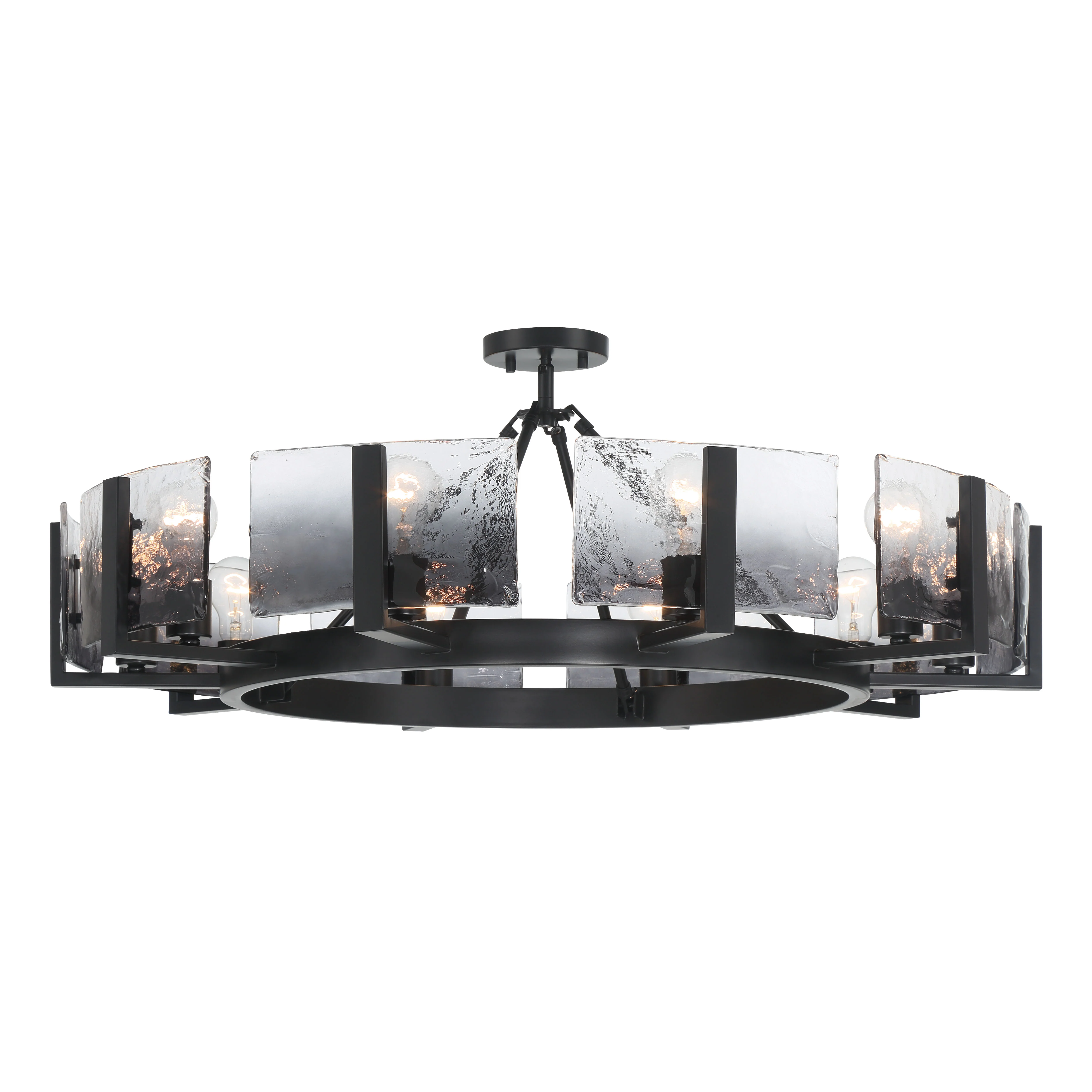 Aenon 10-light Semi-Flush Mount in Matte Black with Smokey Water Glass - Image 8