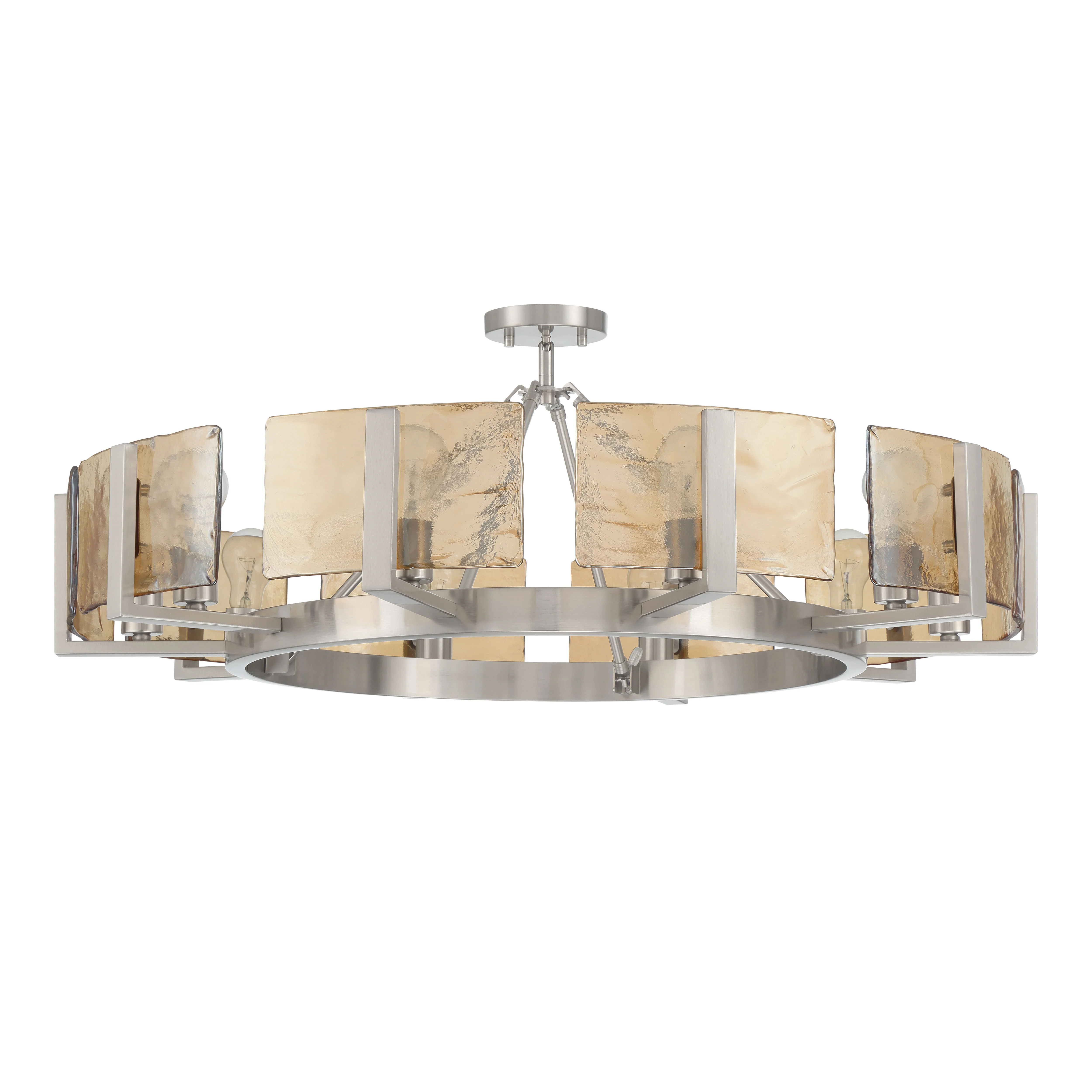 Aenon 10-light Semi-Flush Mount in Pewter with Amber Water Glass - Image 2