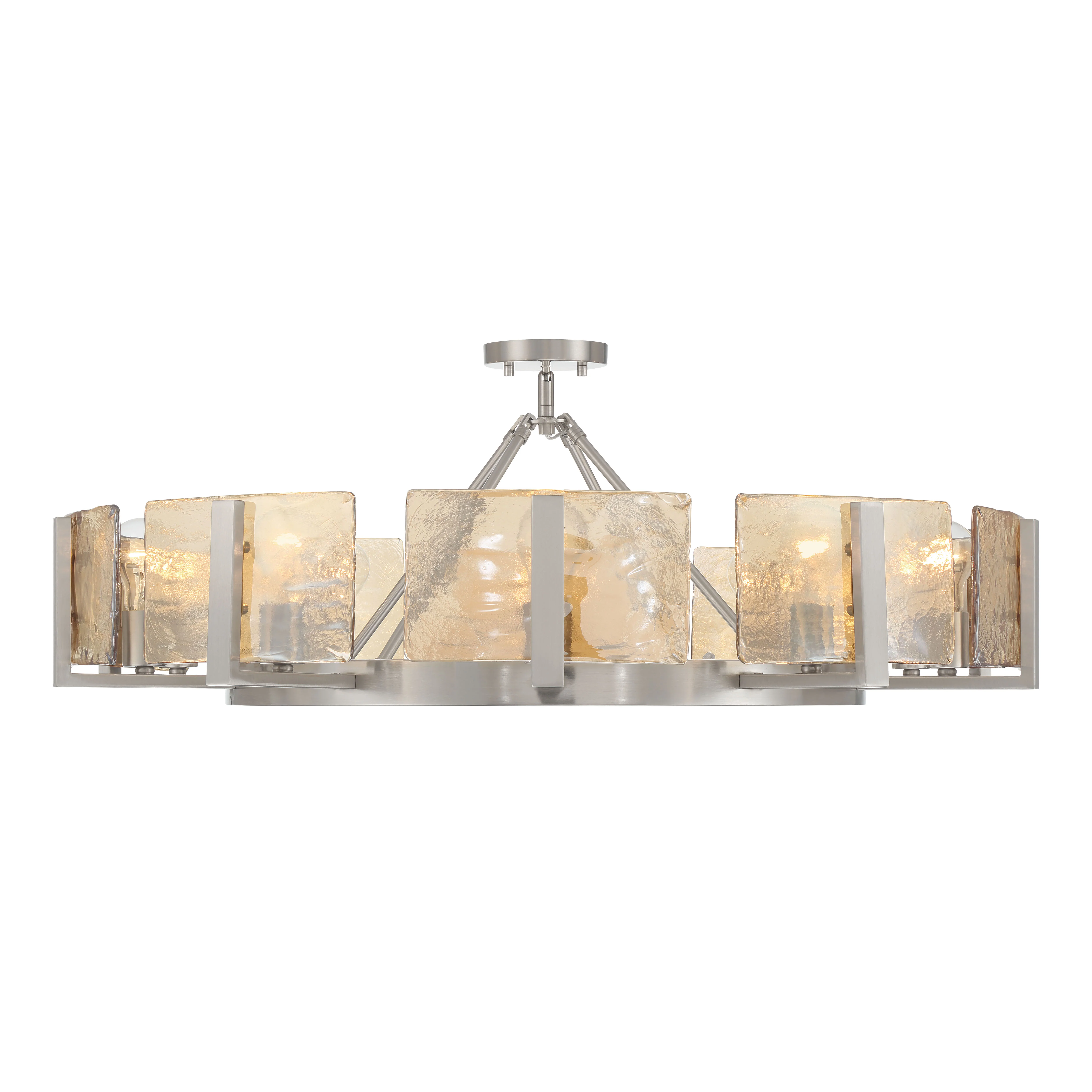 Aenon 10-light Semi-Flush Mount in Pewter with Amber Water Glass - Image 3
