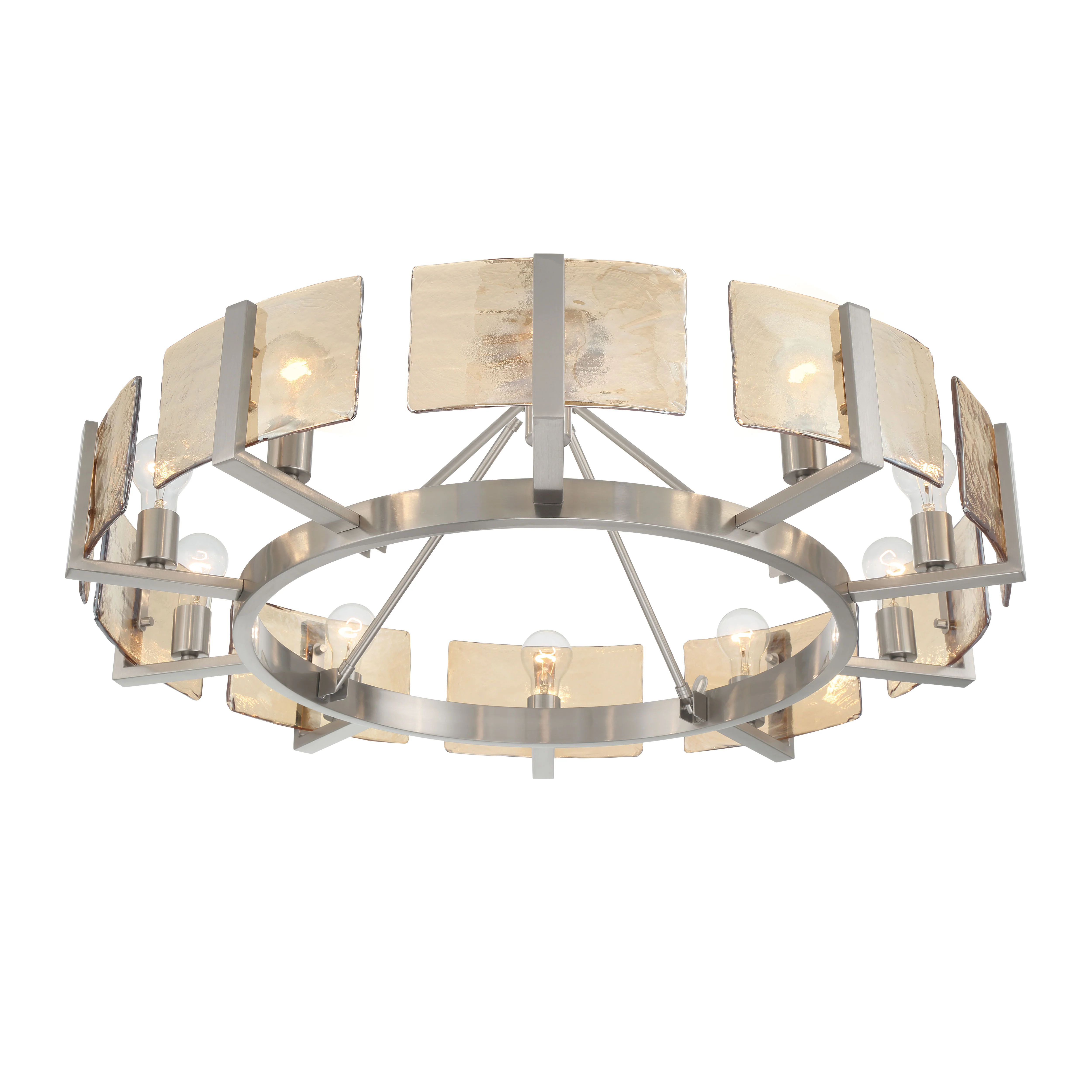 Aenon 10-light Semi-Flush Mount in Pewter with Amber Water Glass - Image 4