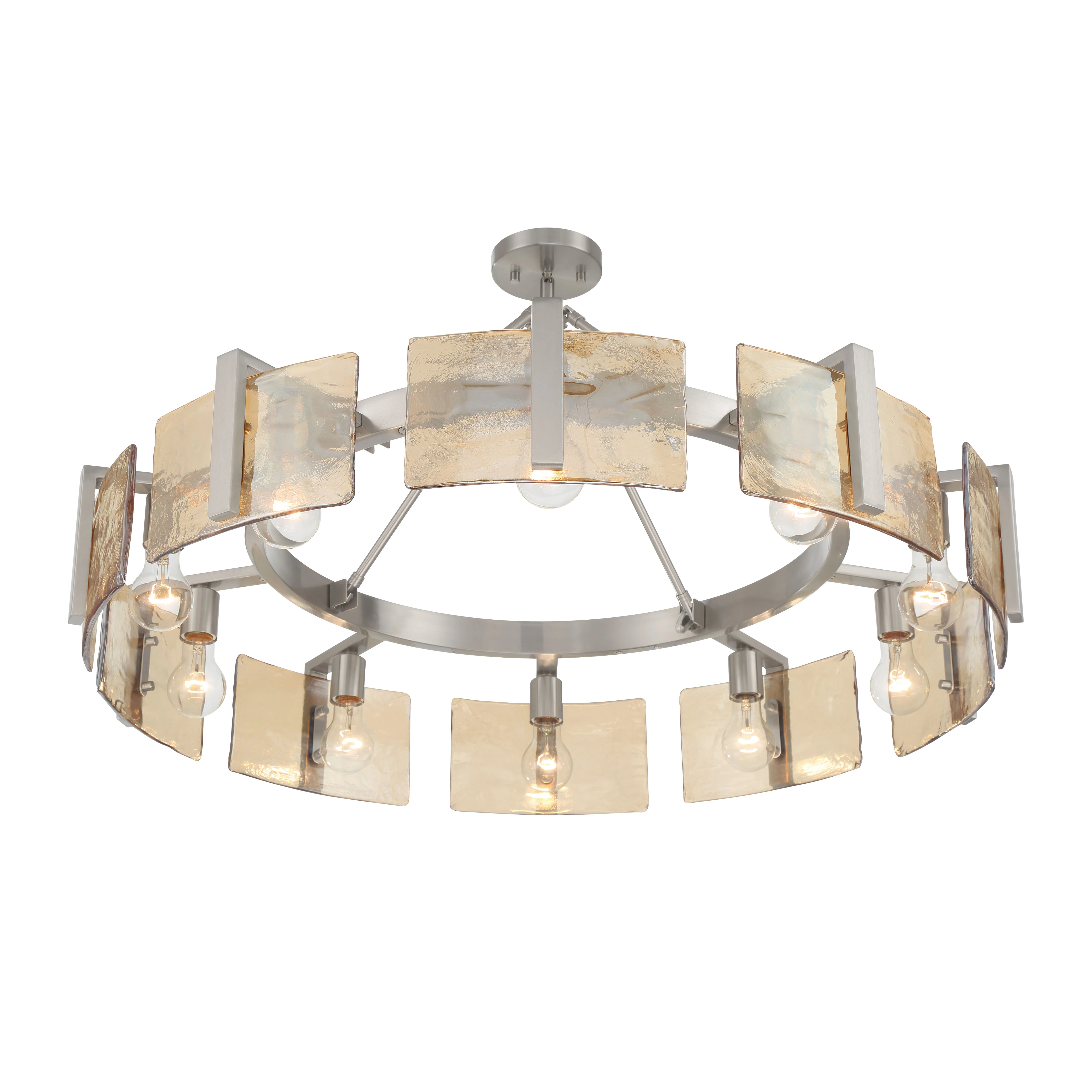 Aenon 10-light Semi-Flush Mount in Pewter with Amber Water Glass - Image 7