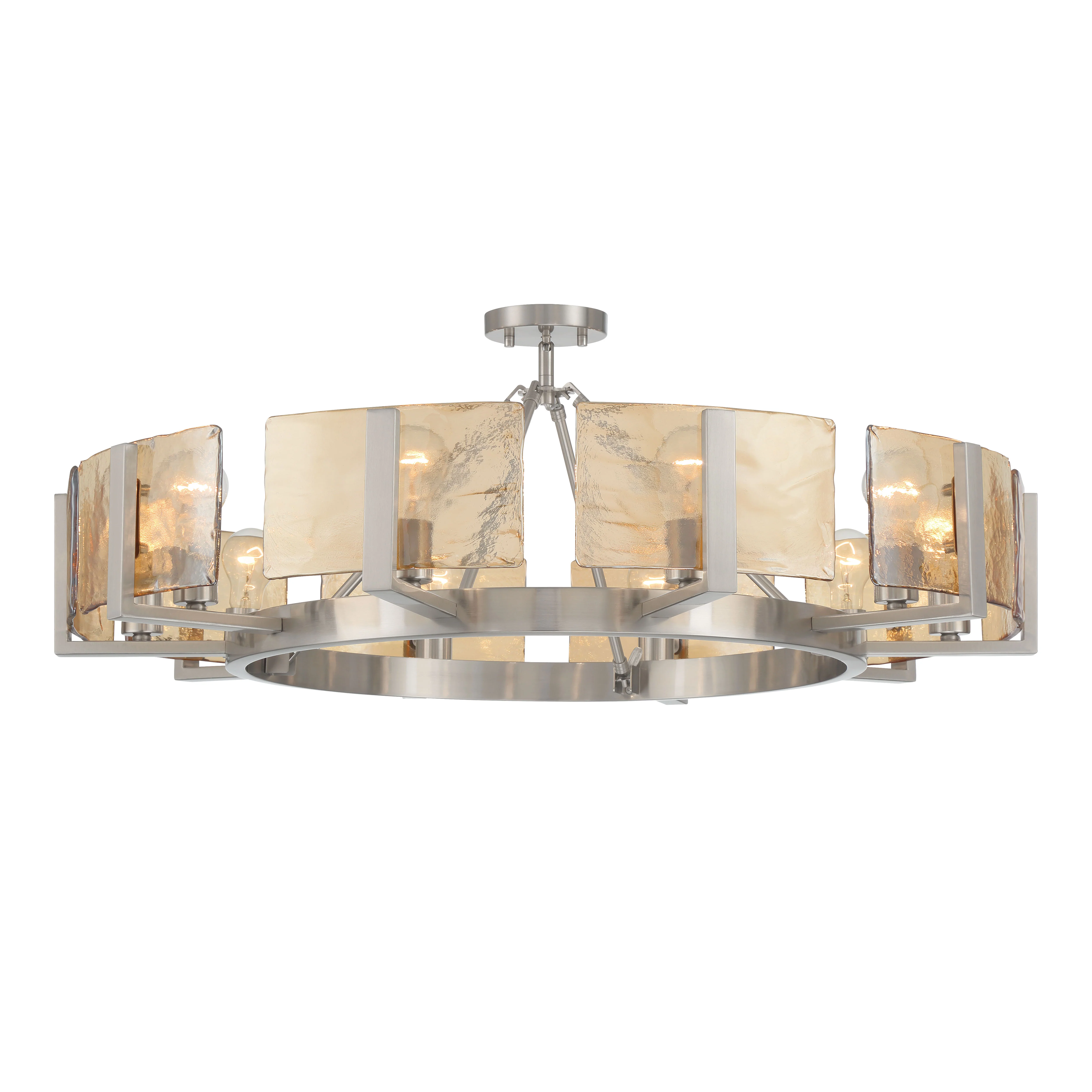 Aenon 10-light Semi-Flush Mount in Pewter with Amber Water Glass - Image 8