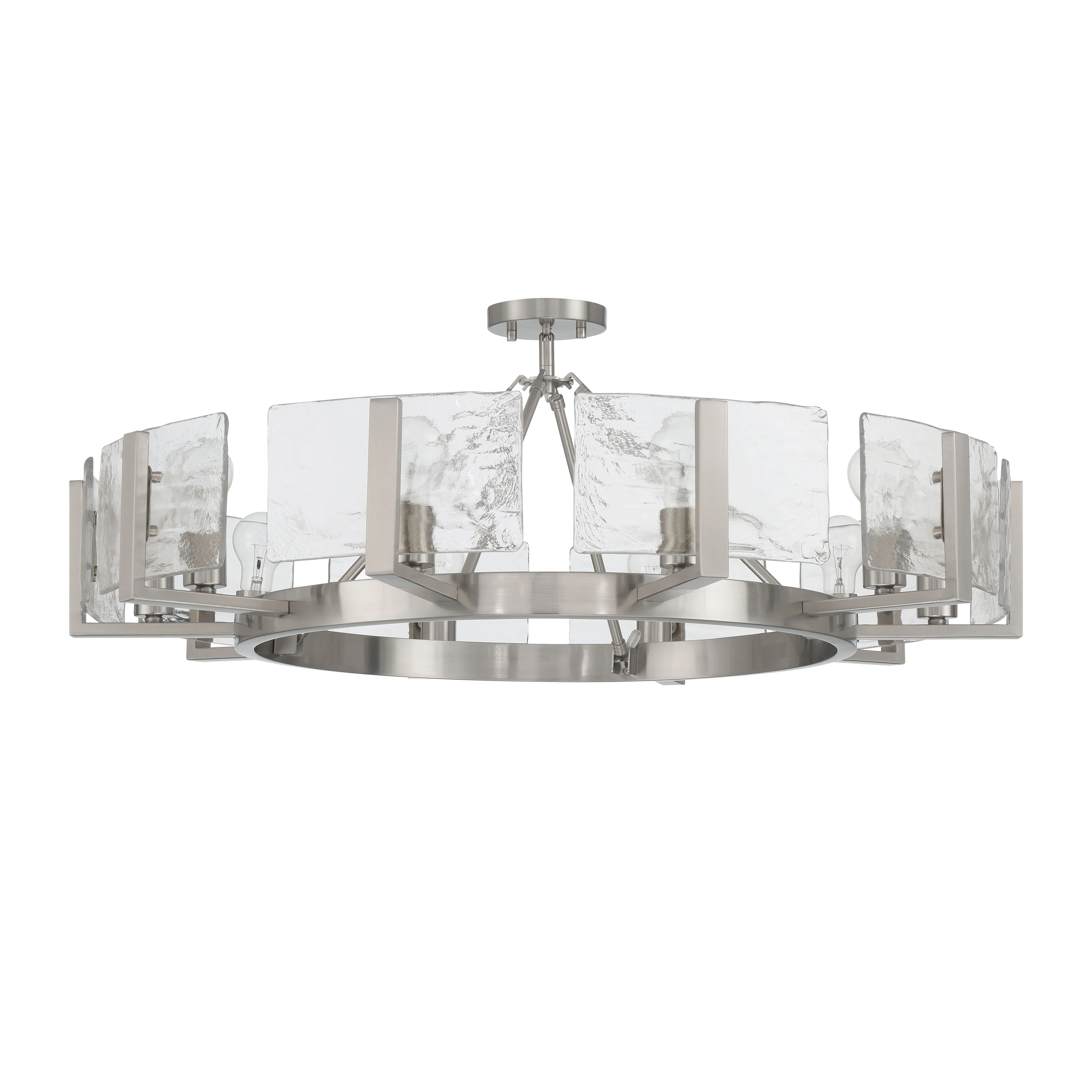 Aenon 10-light Semi-Flush Mount in Pewter with Hammered Water Glass - Image 2