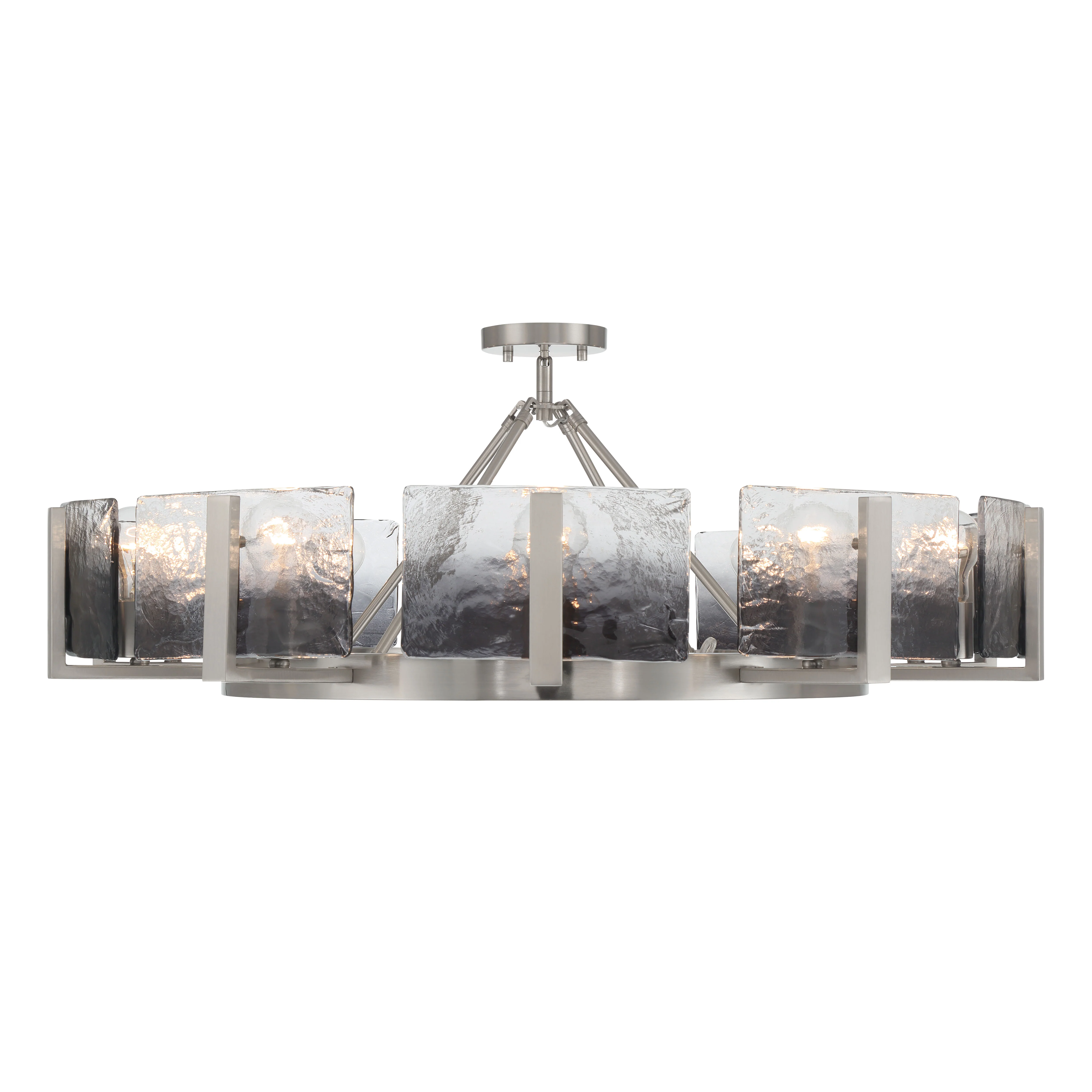 Aenon 10-light Semi-Flush Mount in Pewter with Smokey Water Glass - Image 3