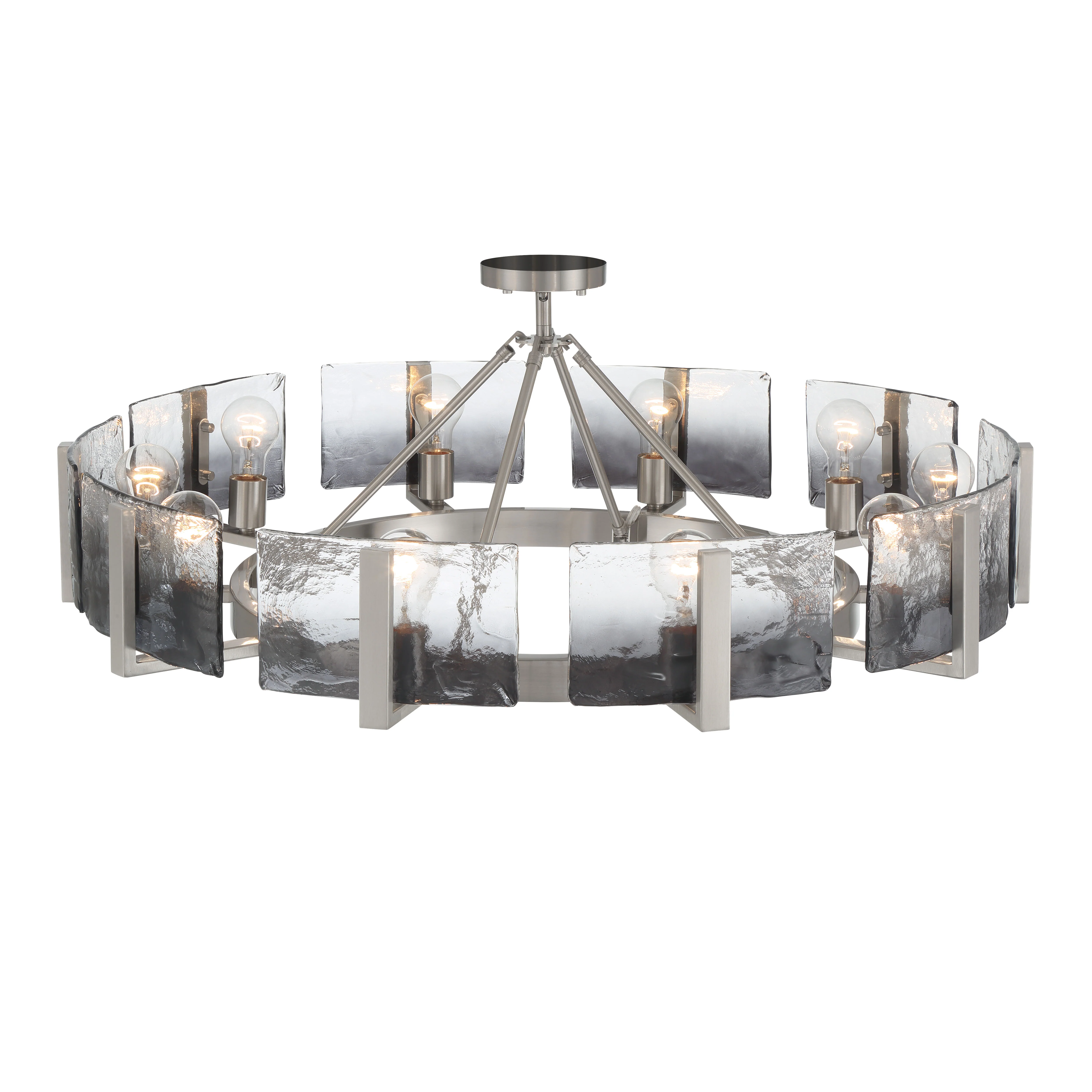 Aenon 10-light Semi-Flush Mount in Pewter with Smokey Water Glass - Image 4