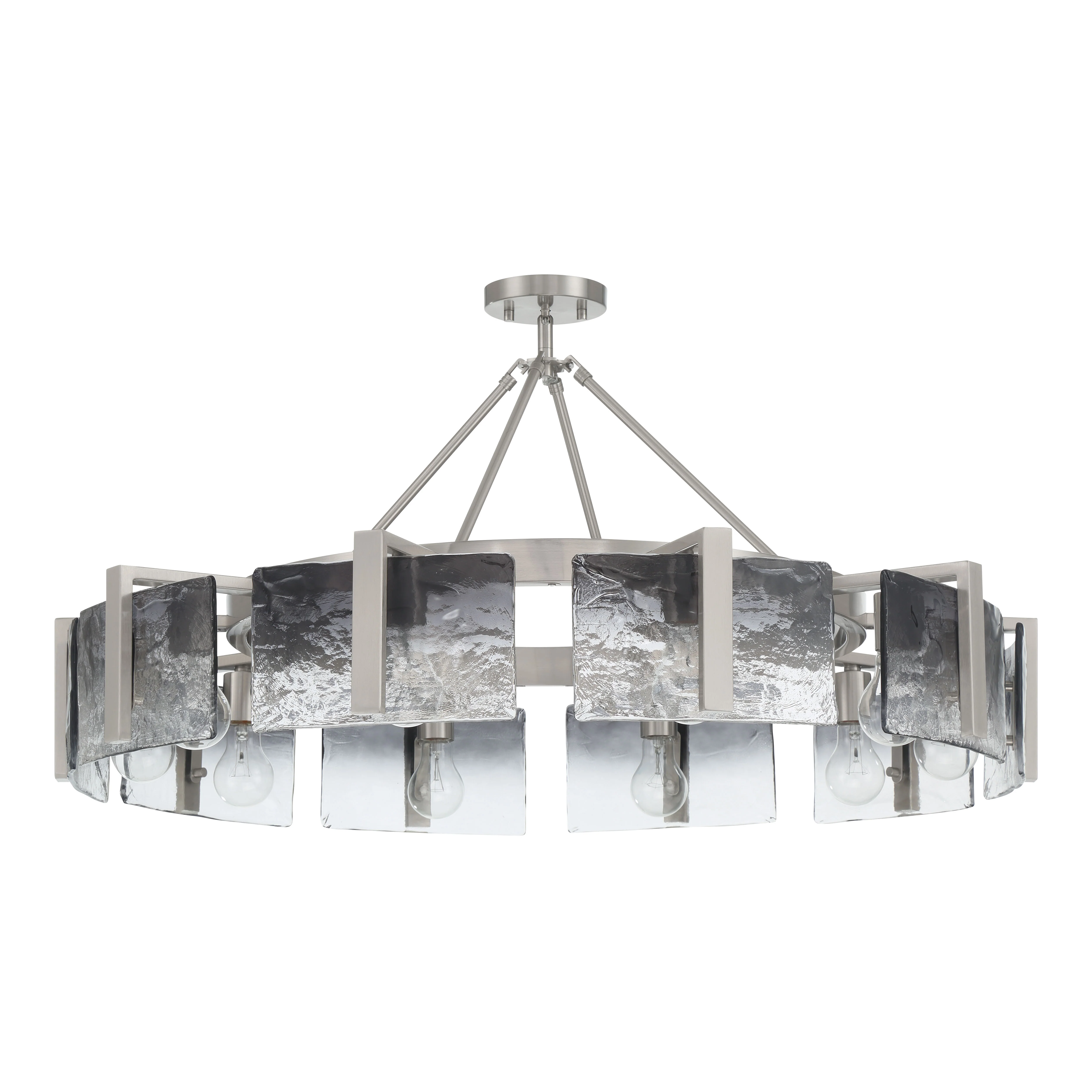 Aenon 10-light Semi-Flush Mount in Pewter with Smokey Water Glass - Image 6