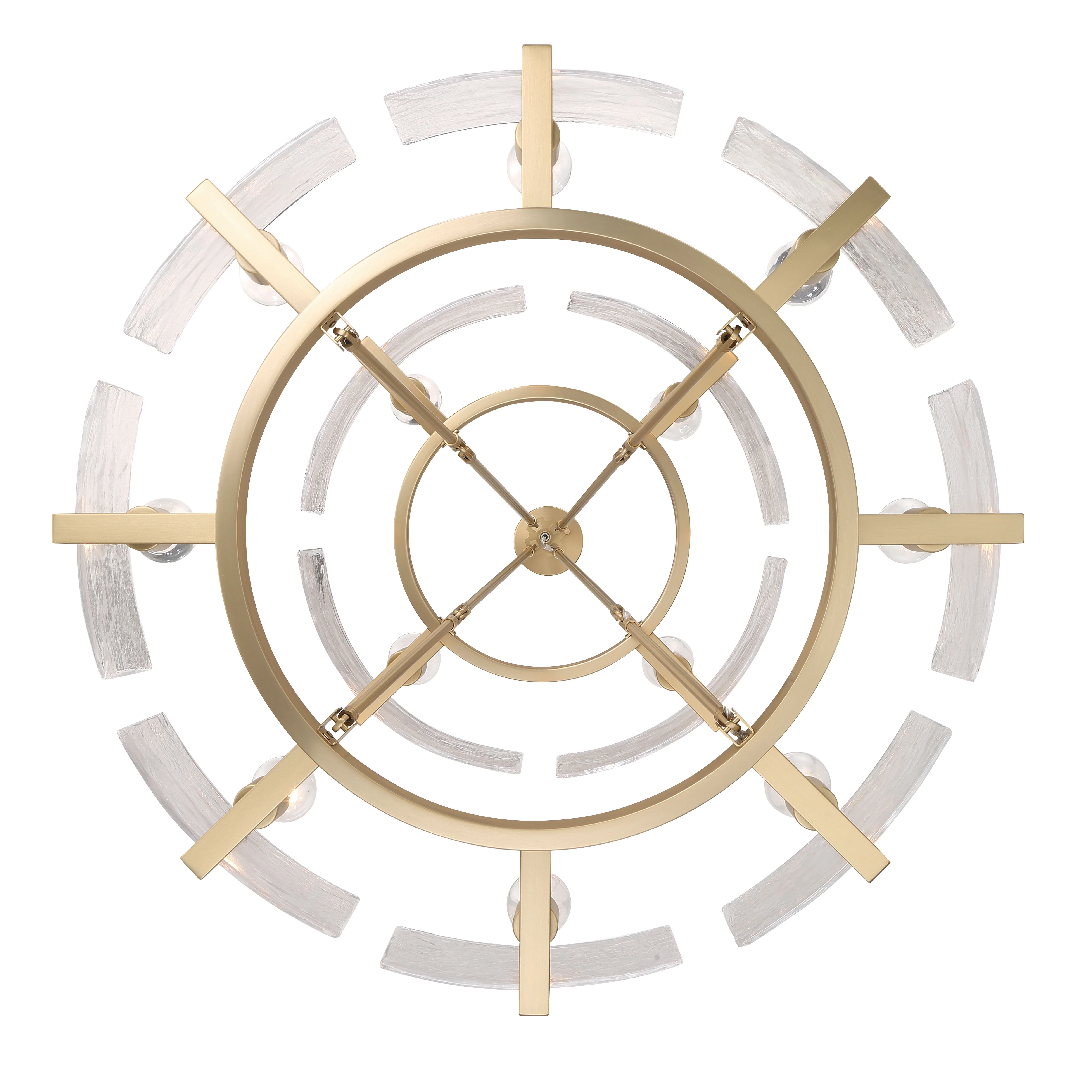 Aenon 12-light 2-tier Chandelier (4+8) in Brushed Champagne Brass with Hammered Water Glass - Image 6