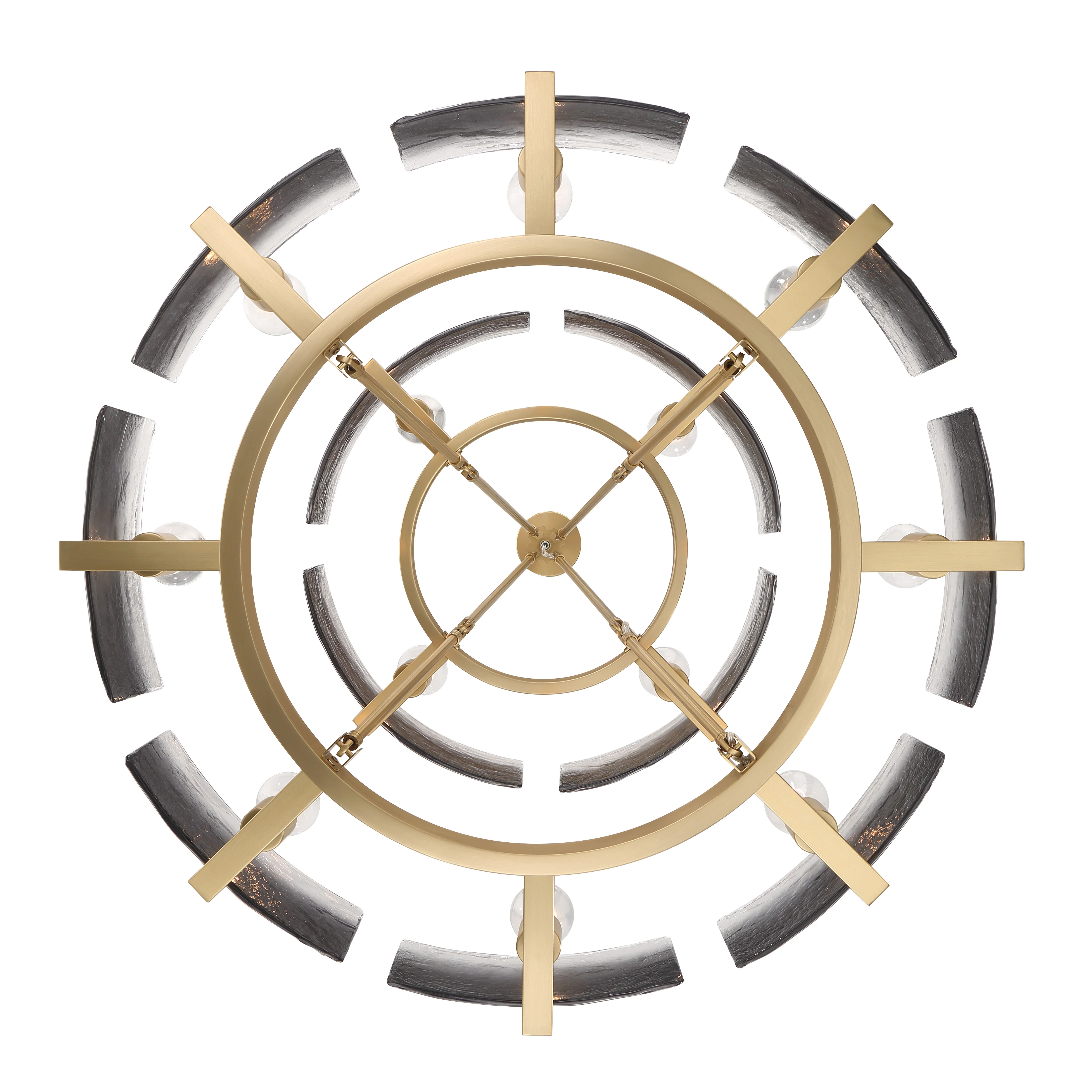 Aenon 12-light 2-tier Chandelier (4+8) in Brushed Champagne Brass with Smokey Water Glass - Image 8