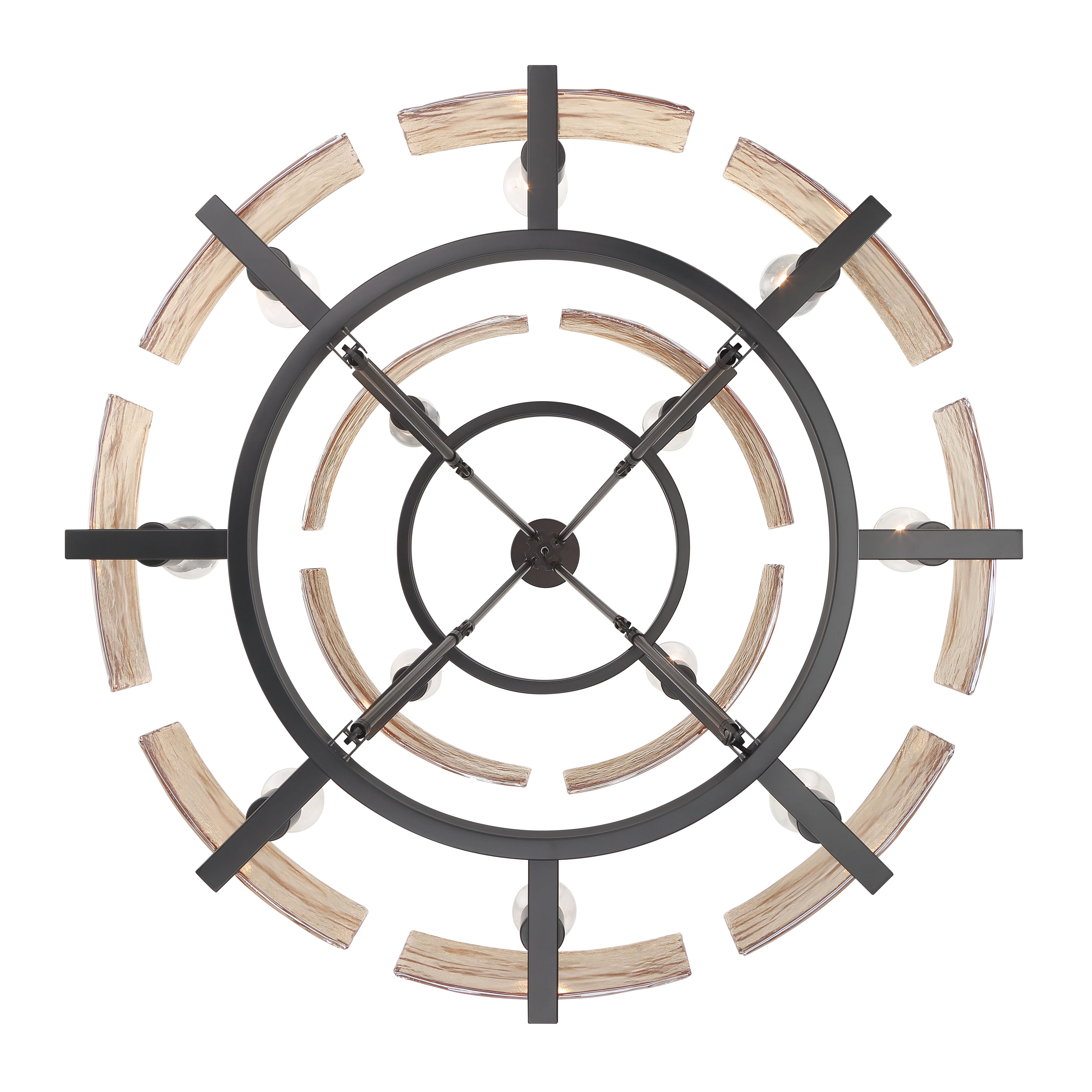 Aenon 12-light 2-tier Chandelier (4+8) in Matte Black with Amber Water Glass - Image 6