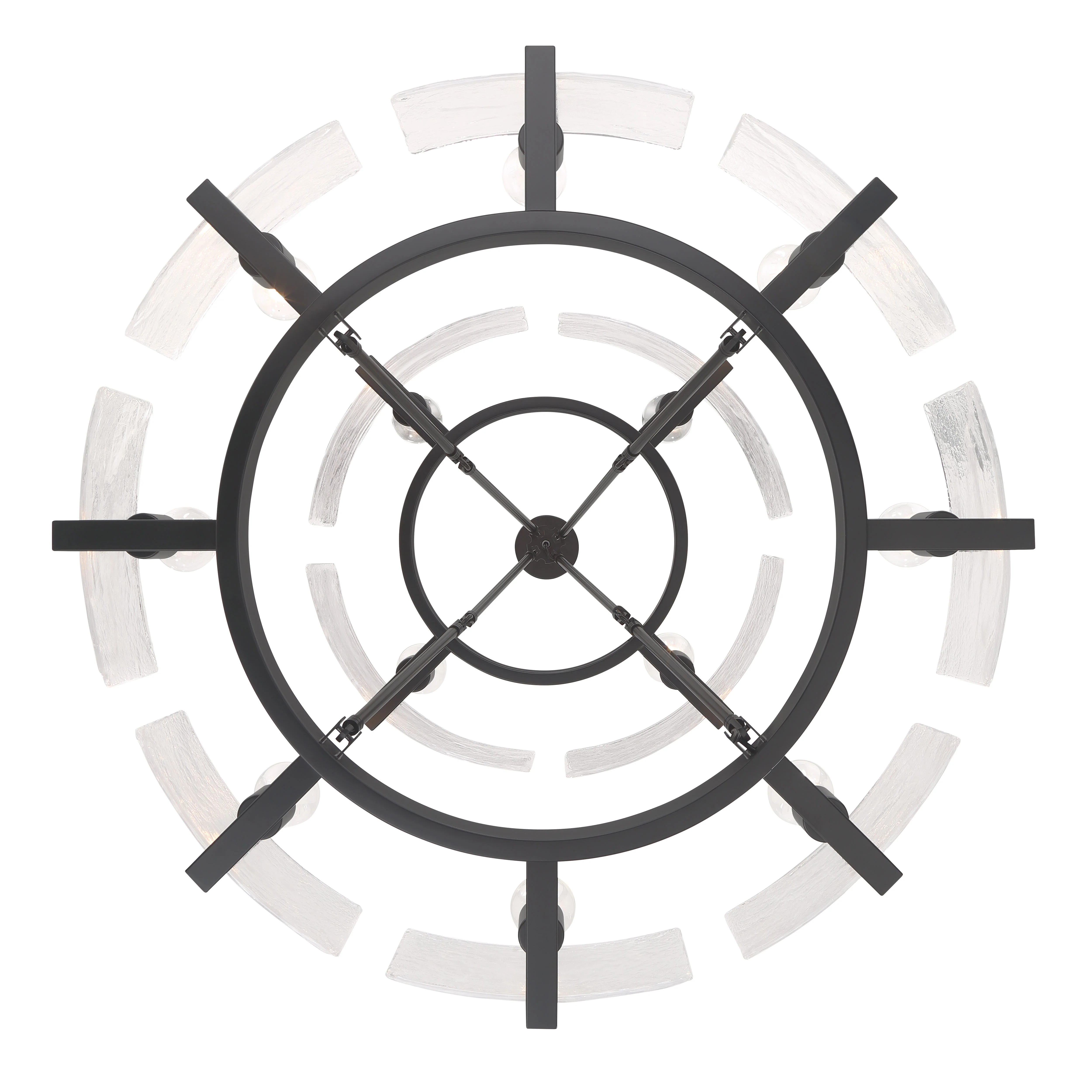 Aenon 12-light 2-tier Chandelier (4+8) in Matte Black with Hammered Water Glass - Image 8