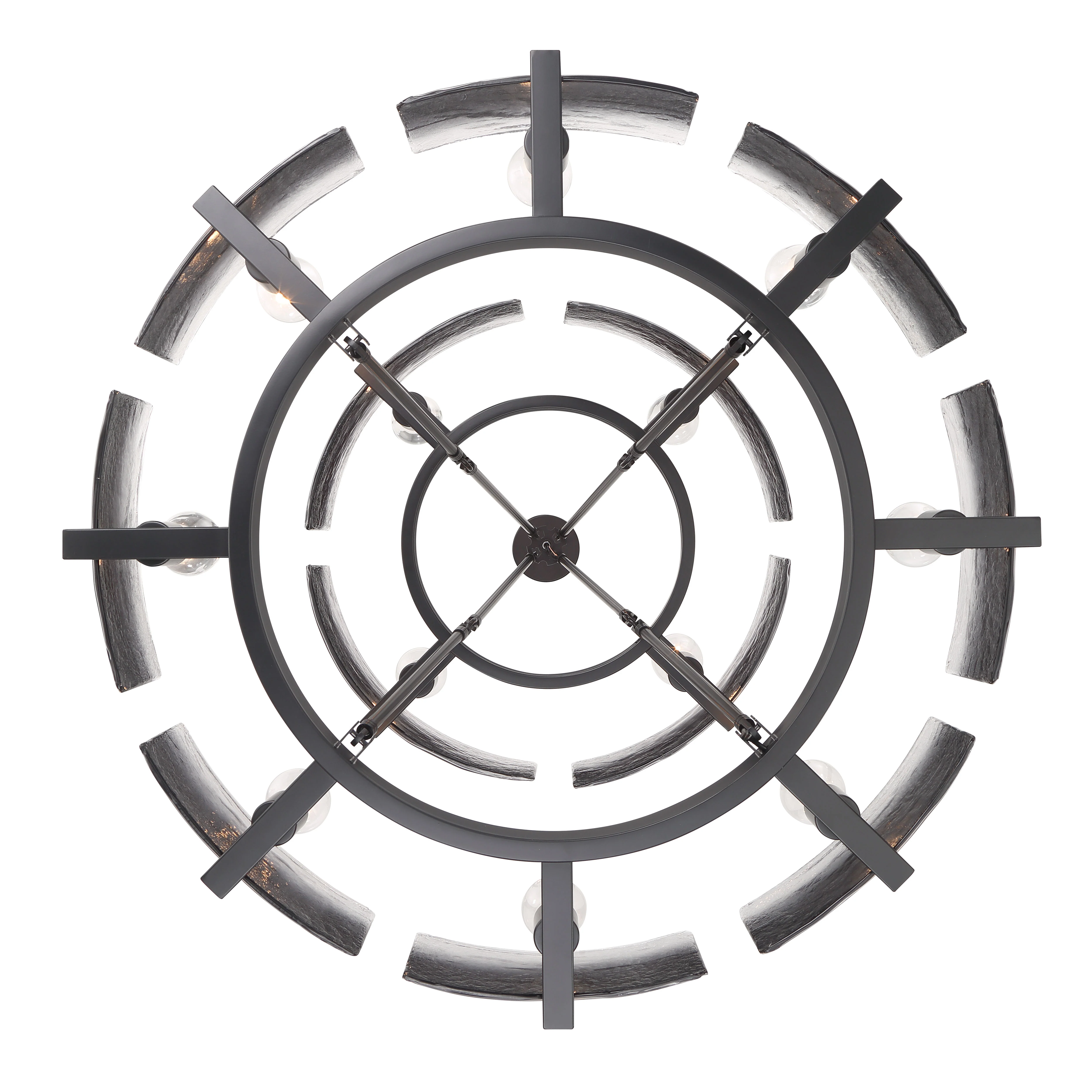 Aenon 12-light 2-tier Chandelier (4+8) in Matte Black with Smokey Water Glass - Image 6