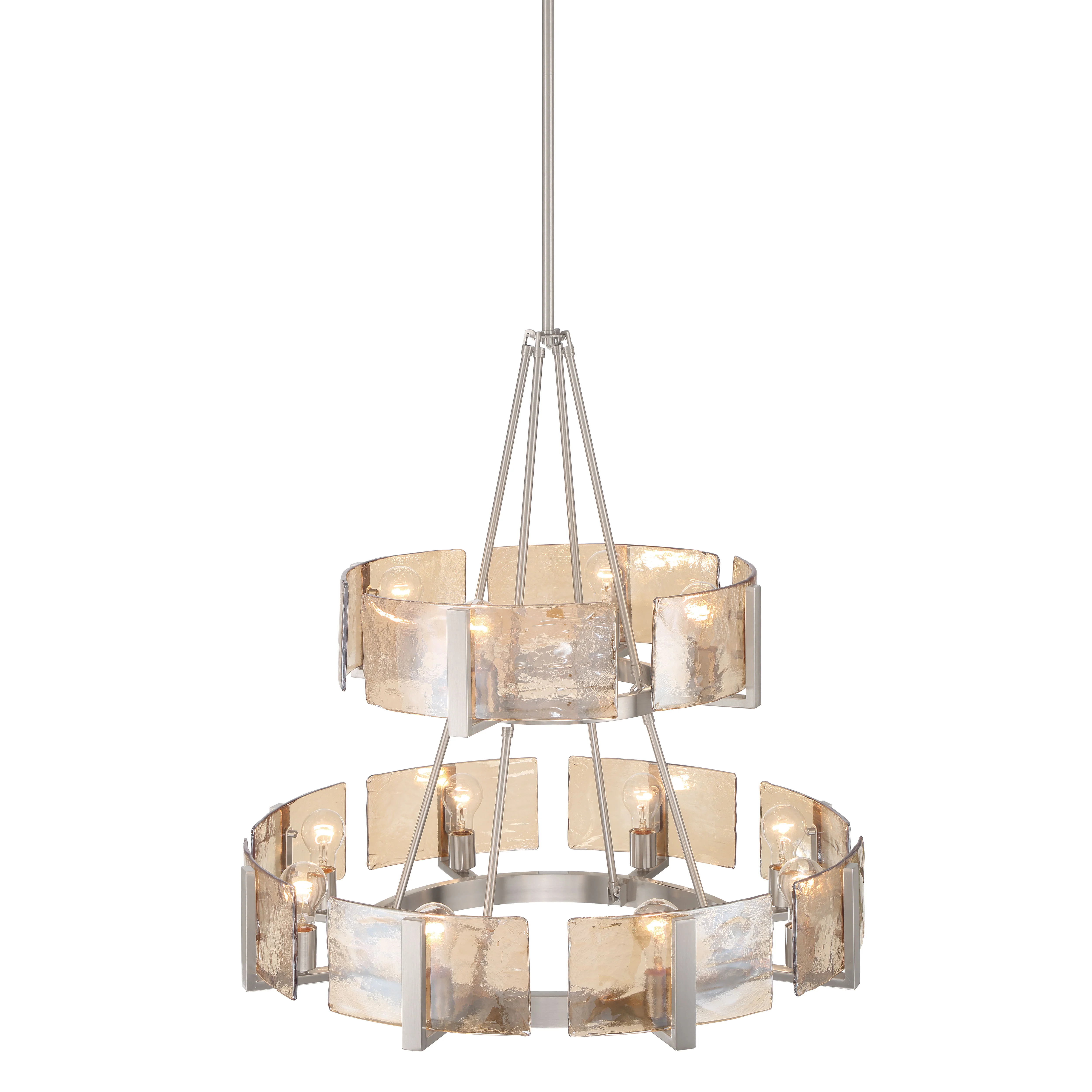 Aenon 12-light 2-tier Chandelier (4+8) in Pewter with Amber Water Glass