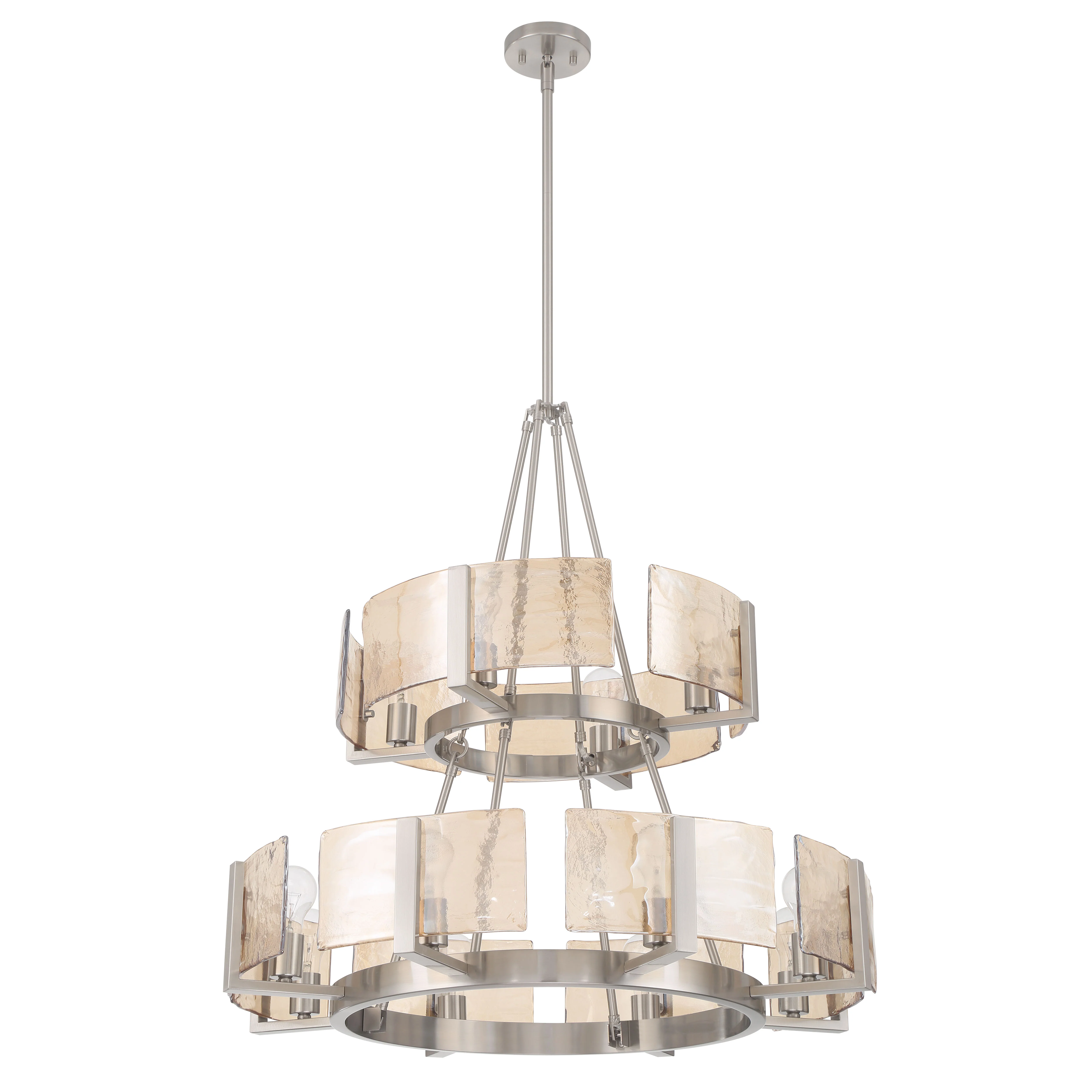 Aenon 12-light 2-tier Chandelier (4+8) in Pewter with Amber Water Glass - Image 2
